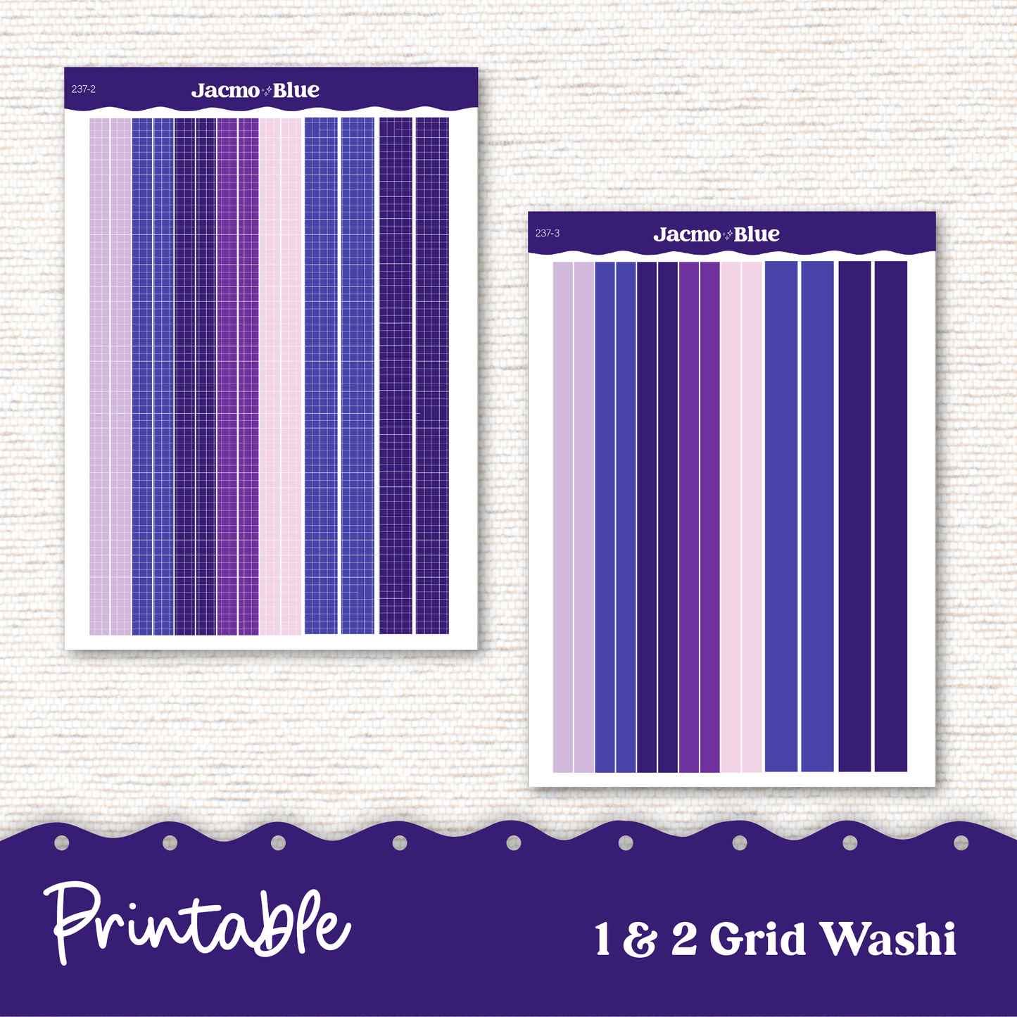 PRINTABLE Weekly Sticker Kit Vertical Planner 13 Sheets - Silhouette Cricut Transparent PNG Files 242P Purple Watercolor