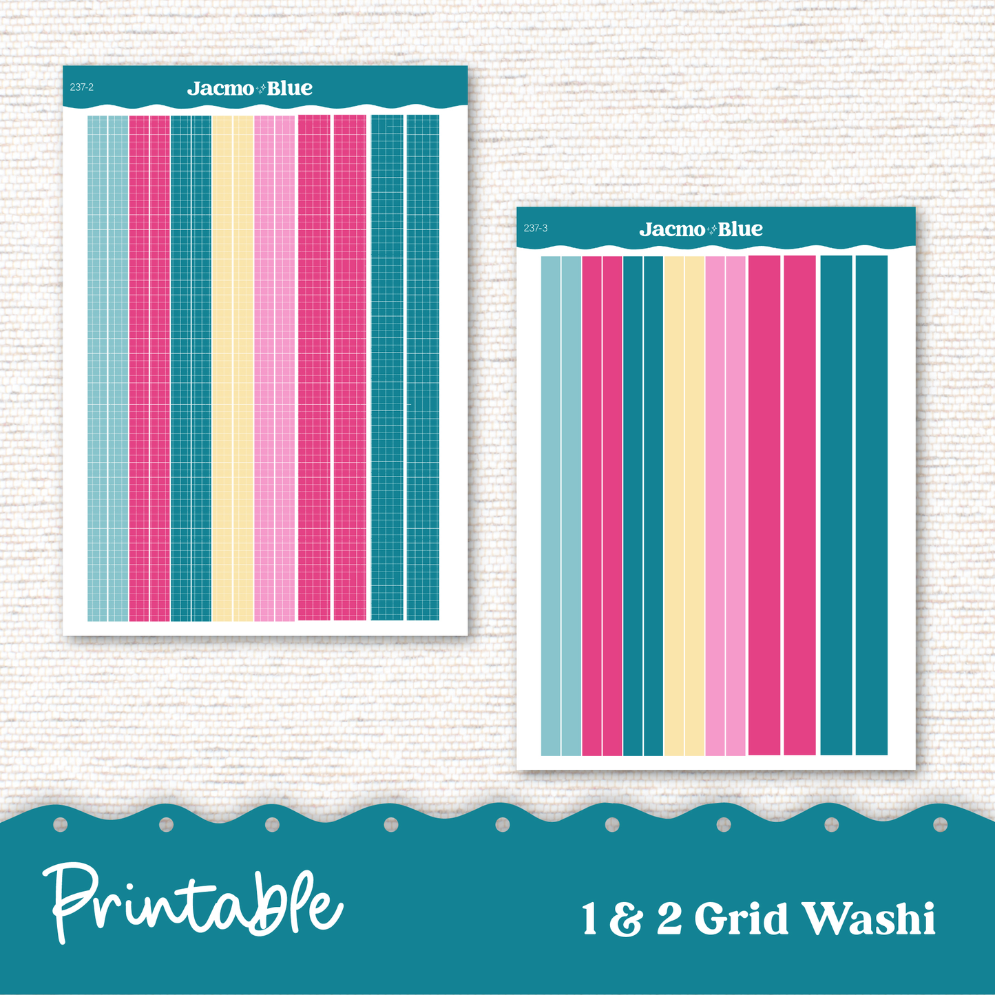 PRINTABLE Weekly Sticker Kit Vertical Planner 13 Sheets - Silhouette Cricut Transparent PNG Files 246P Pink Teal Shabby Chic Pretty Grunge