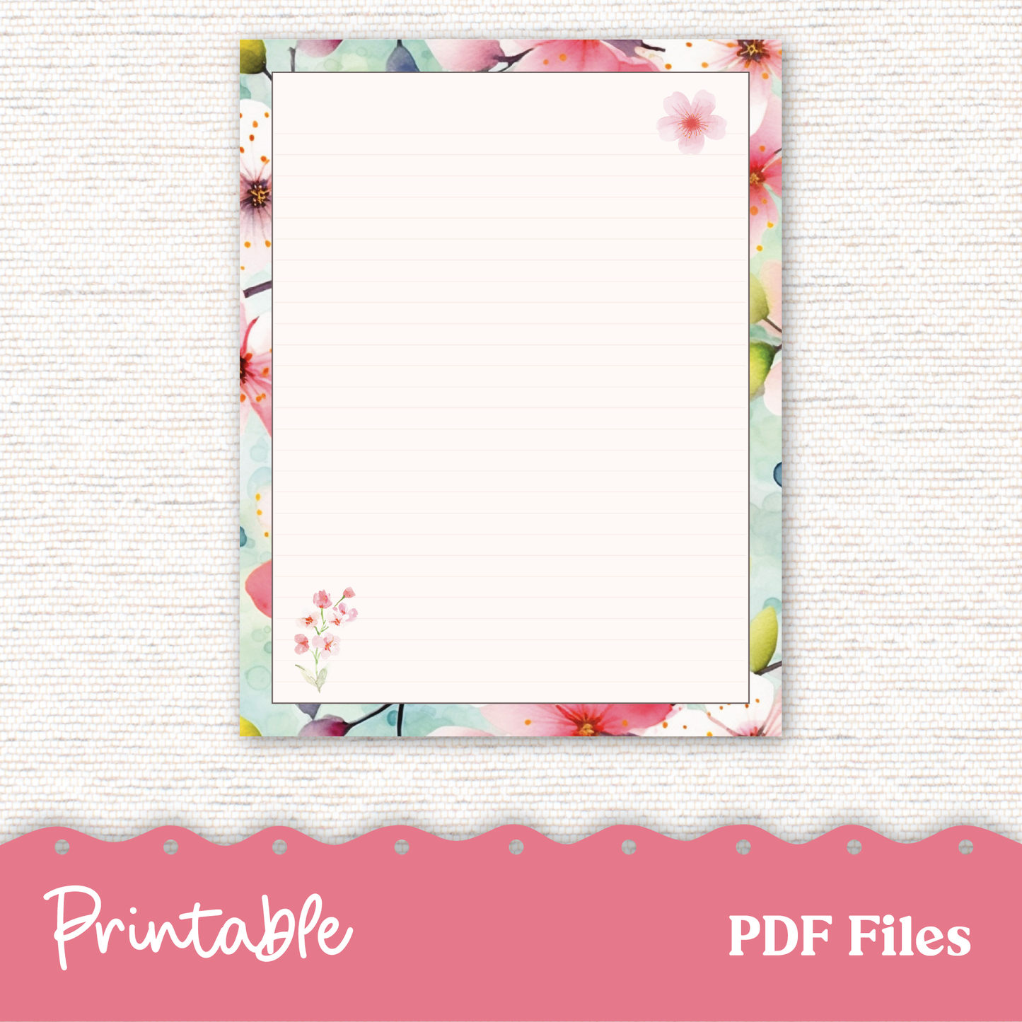 Printable Planner Sakura 251 - Monthly Daily Weekly Note Page PDF Files Cherry Blossoms