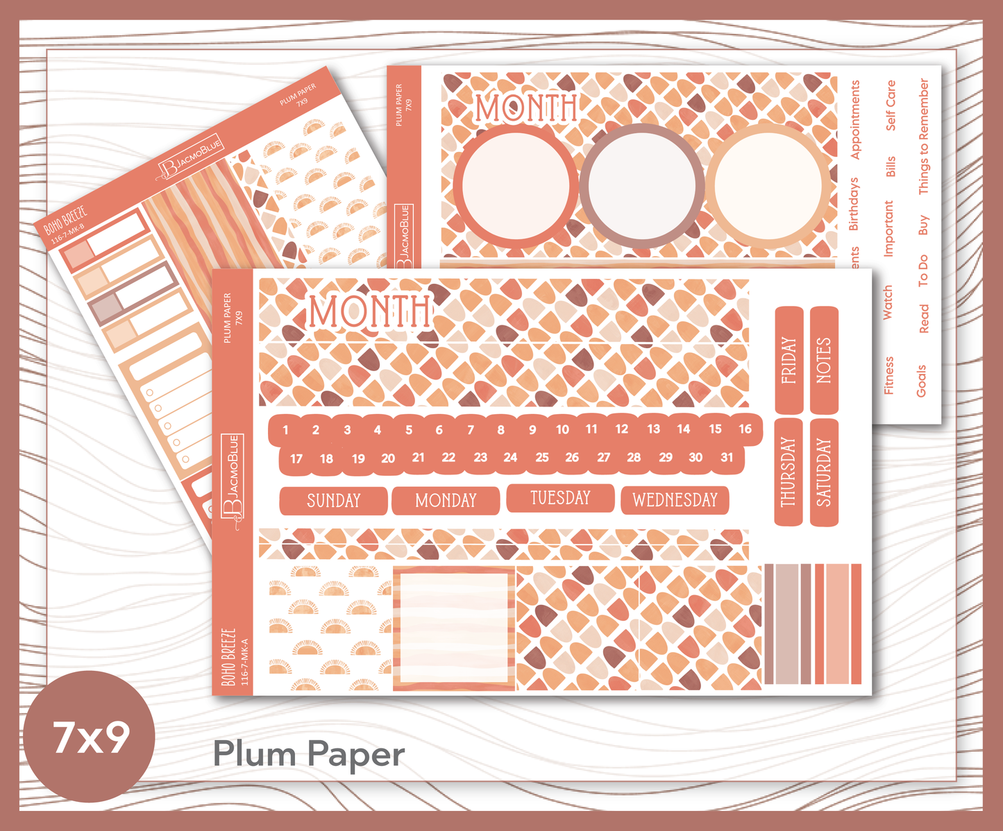 116 Plum Paper Monthly Kit  7x9 - Full Kit  Boho Breeze