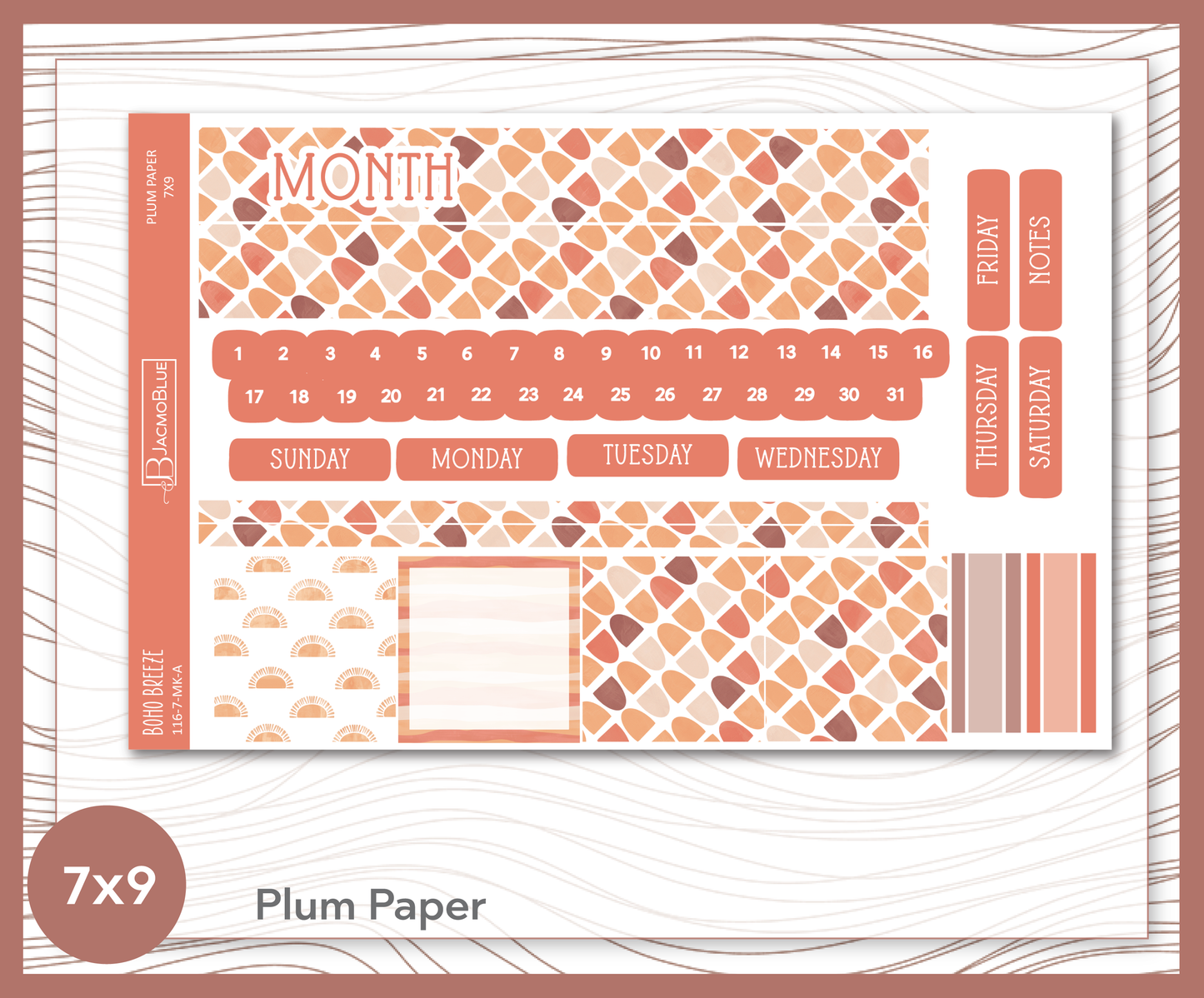 116 Plum Paper Monthly Kit  7x9 - Full Kit  Boho Breeze