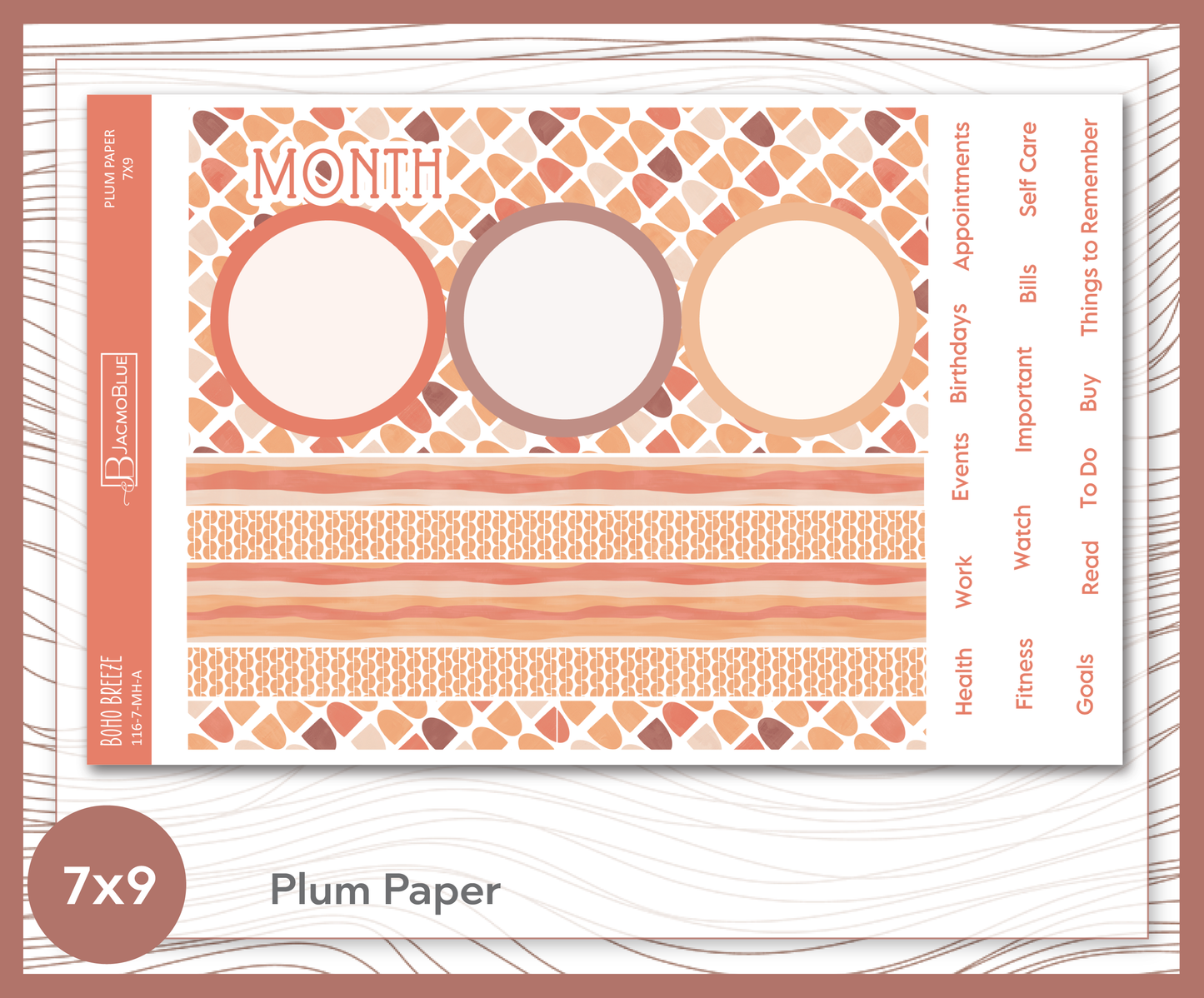116 Plum Paper Monthly Kit  7x9 - Full Kit  Boho Breeze
