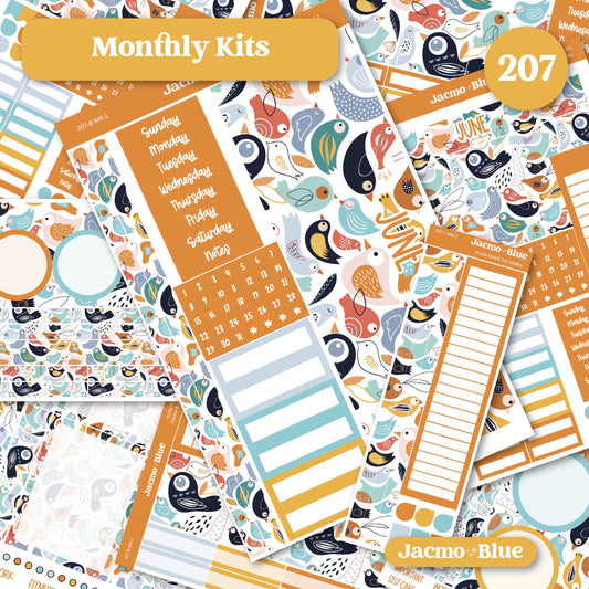 June Plum Paper Monthly Sticker Kit for 8x11 7x9 A5 Planners - Kit 207 June Planner Stickers