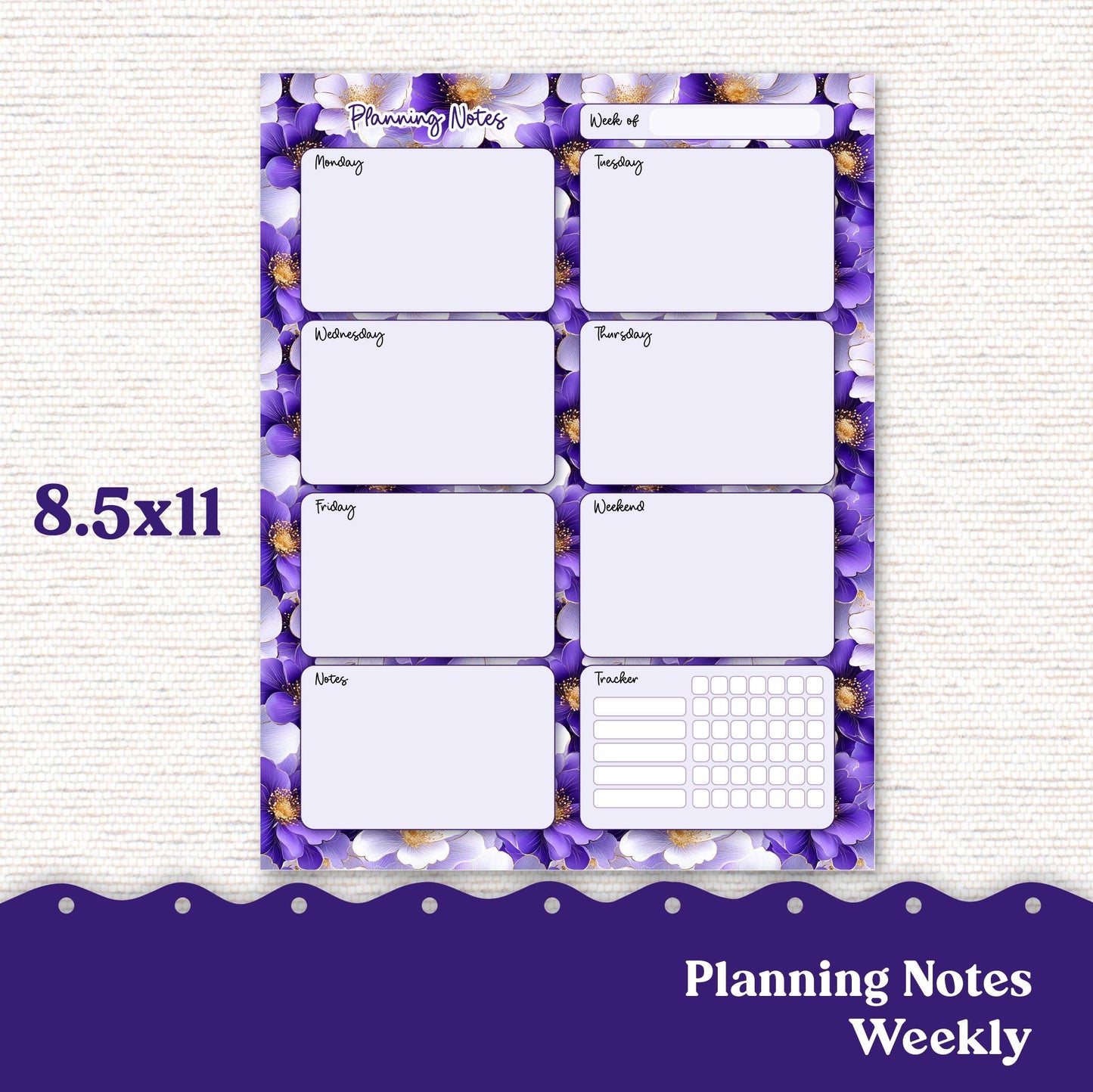 PRINTABLE Weekly Planning Sheets for Preplanning or Memory Notes Weekly Planner Letter and A5 Sizes 245P