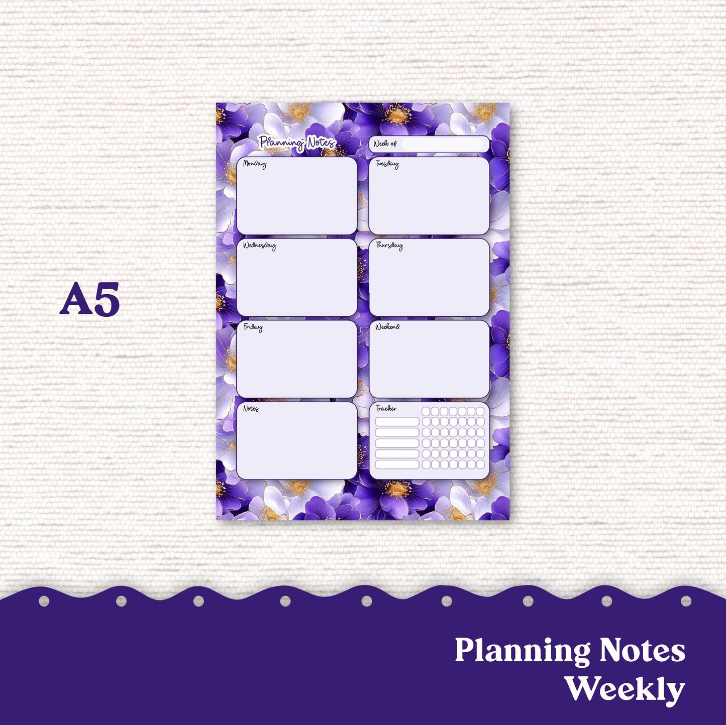 PRINTABLE Weekly Planning Sheets for Preplanning or Memory Notes Weekly Planner Letter and A5 Sizes 245P