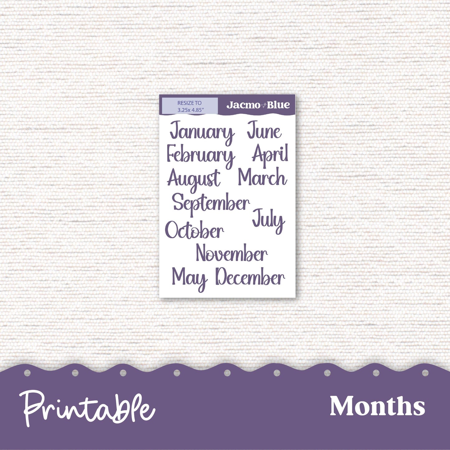 PRINTABLE Monthly Planner Stickers for Hobonichi Cousin A5 - Print and Cut Silhouette and Cricut - 248P