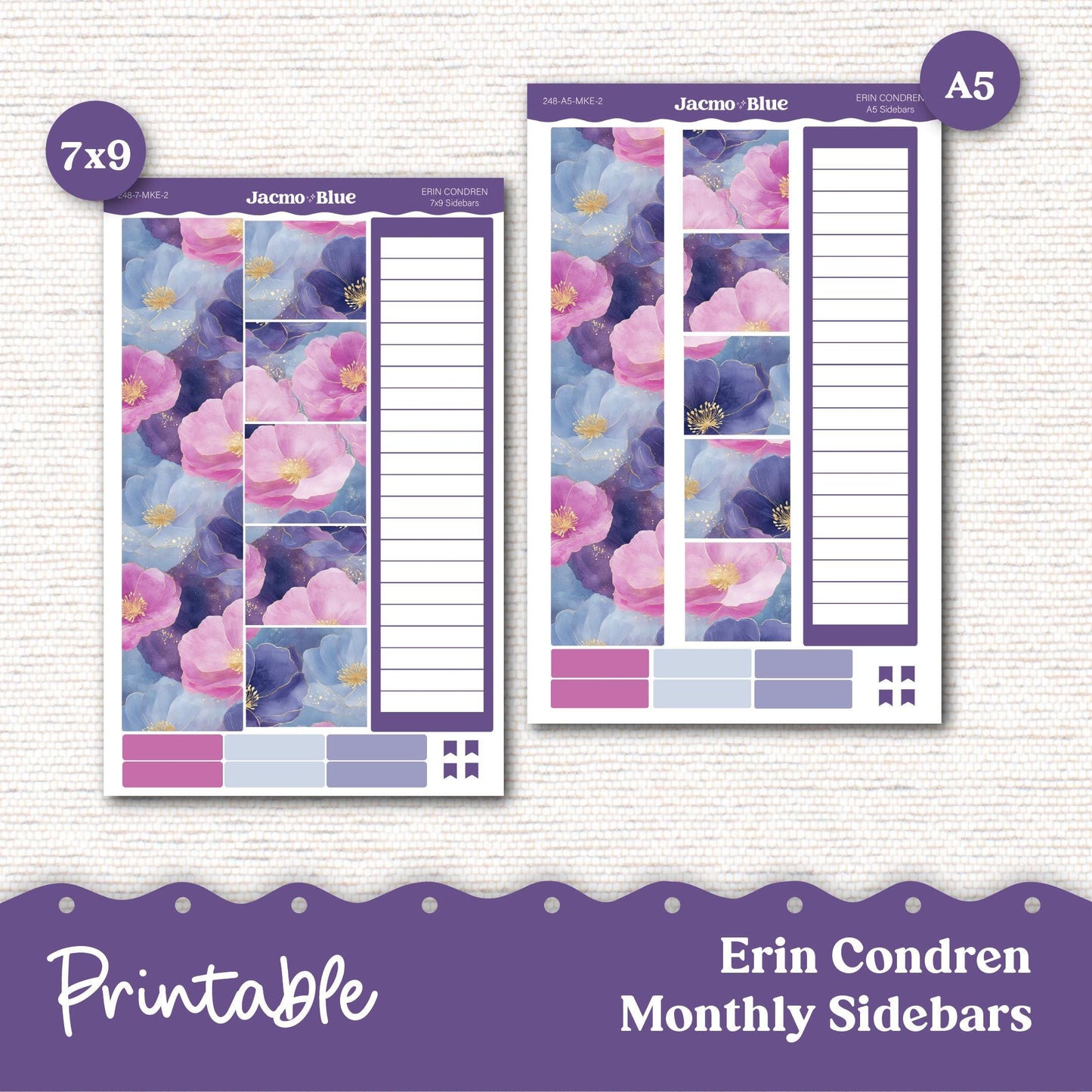 PRINTABLE Monthly Planner Stickers for Erin Condren 7x9 and A5 - Print and Cut Silhouette and Cricut - 248P
