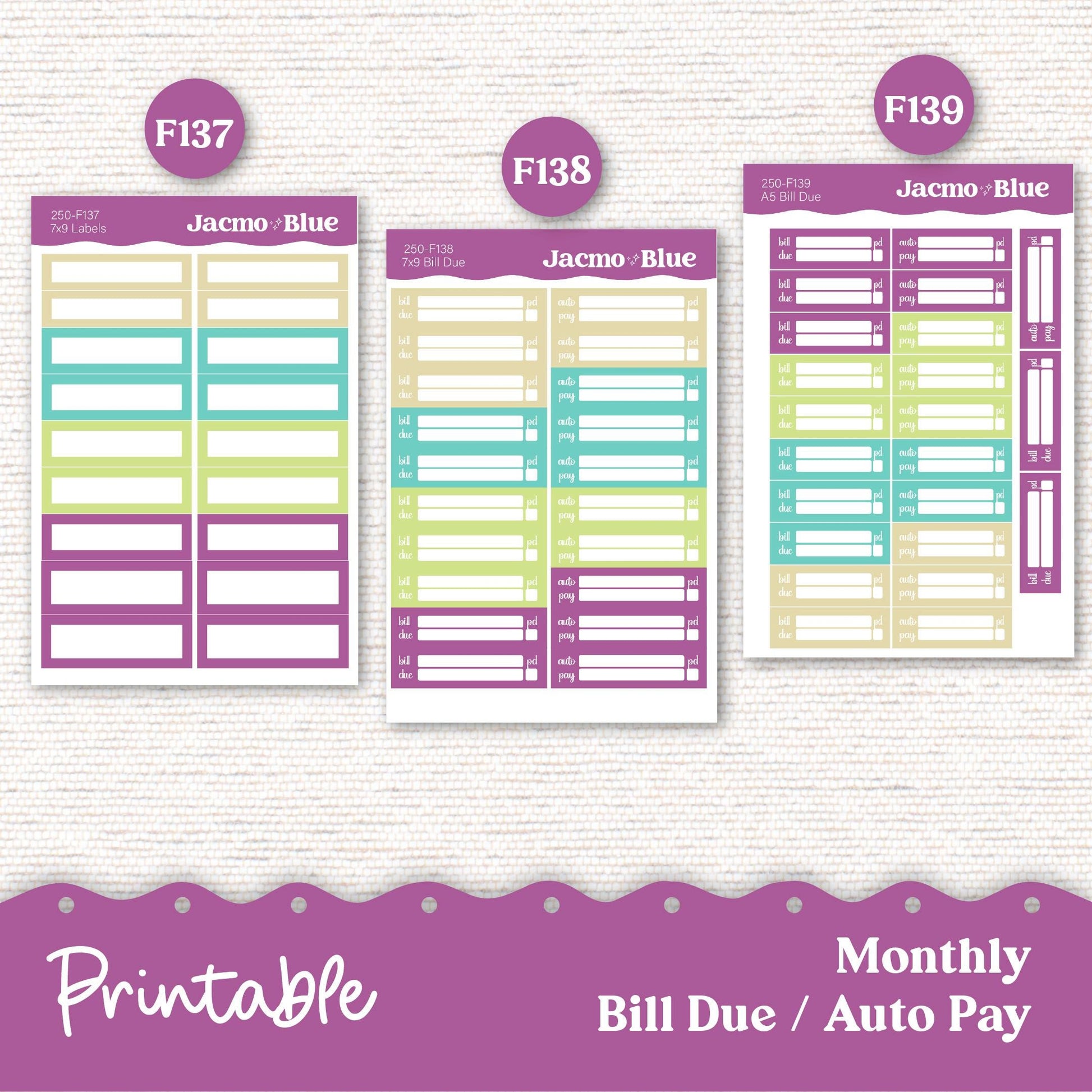 PRINTABLE Plum Paper Planner Monthly Stickers October 8x11 7x9 A5 Print and Cut - 249P Mid-Century Modern