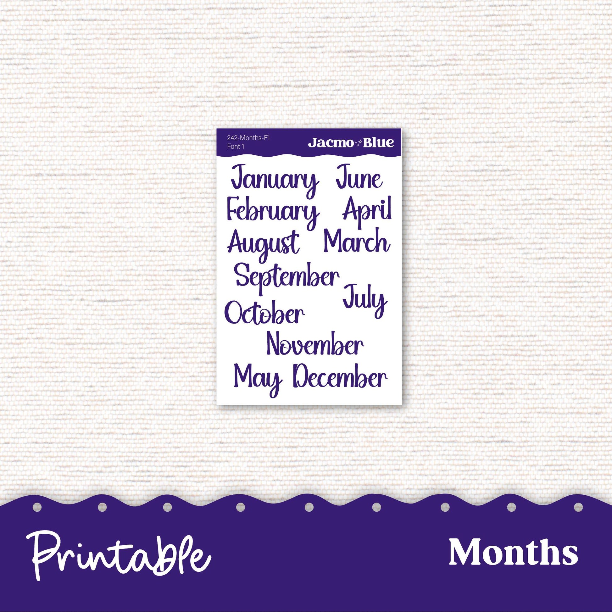 Plum Paper Planner PRINTABLE Monthly Stickers 8x11 7x9 A5 Print and Cut - 242P Purple Watercolor
