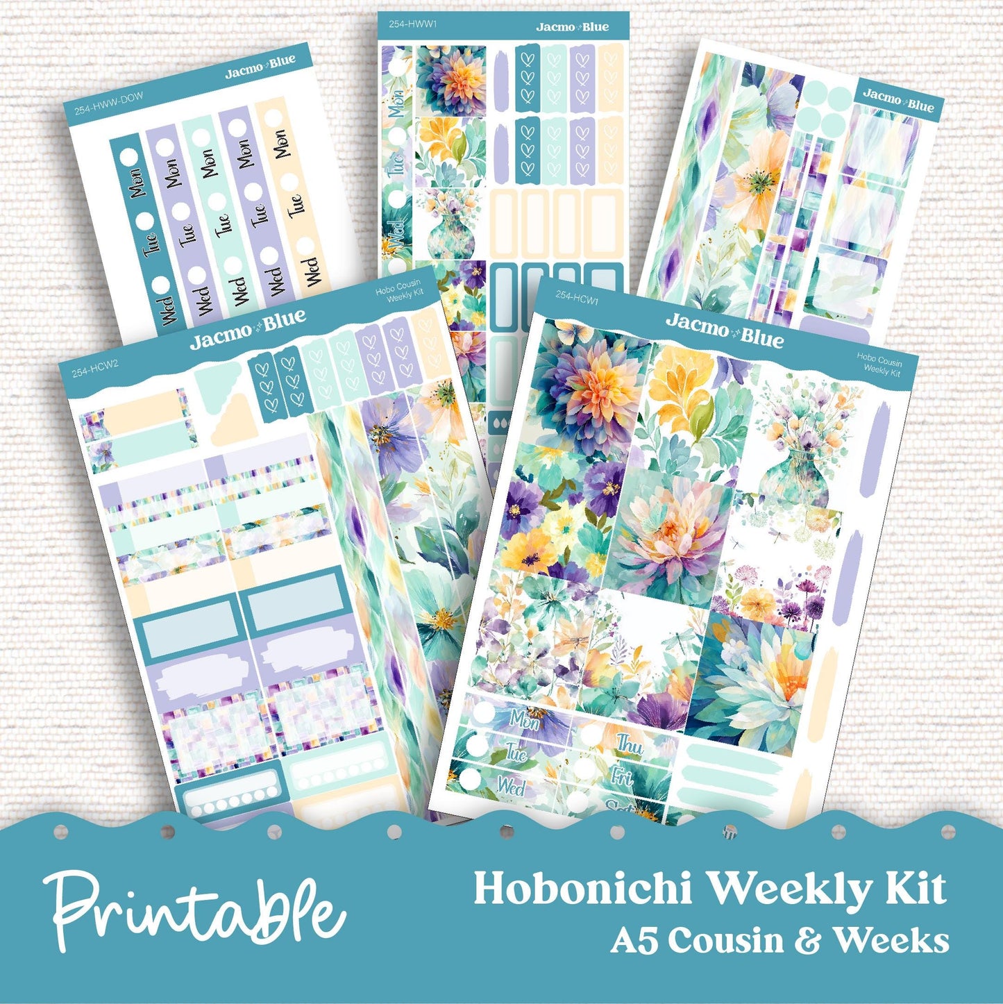 PRINTABLE Hobonichi Weekly Sticker Kit Cousin & Weeks Planner Stickers - Silhouette Cricut Transparent PNG Files 240 Outrageous