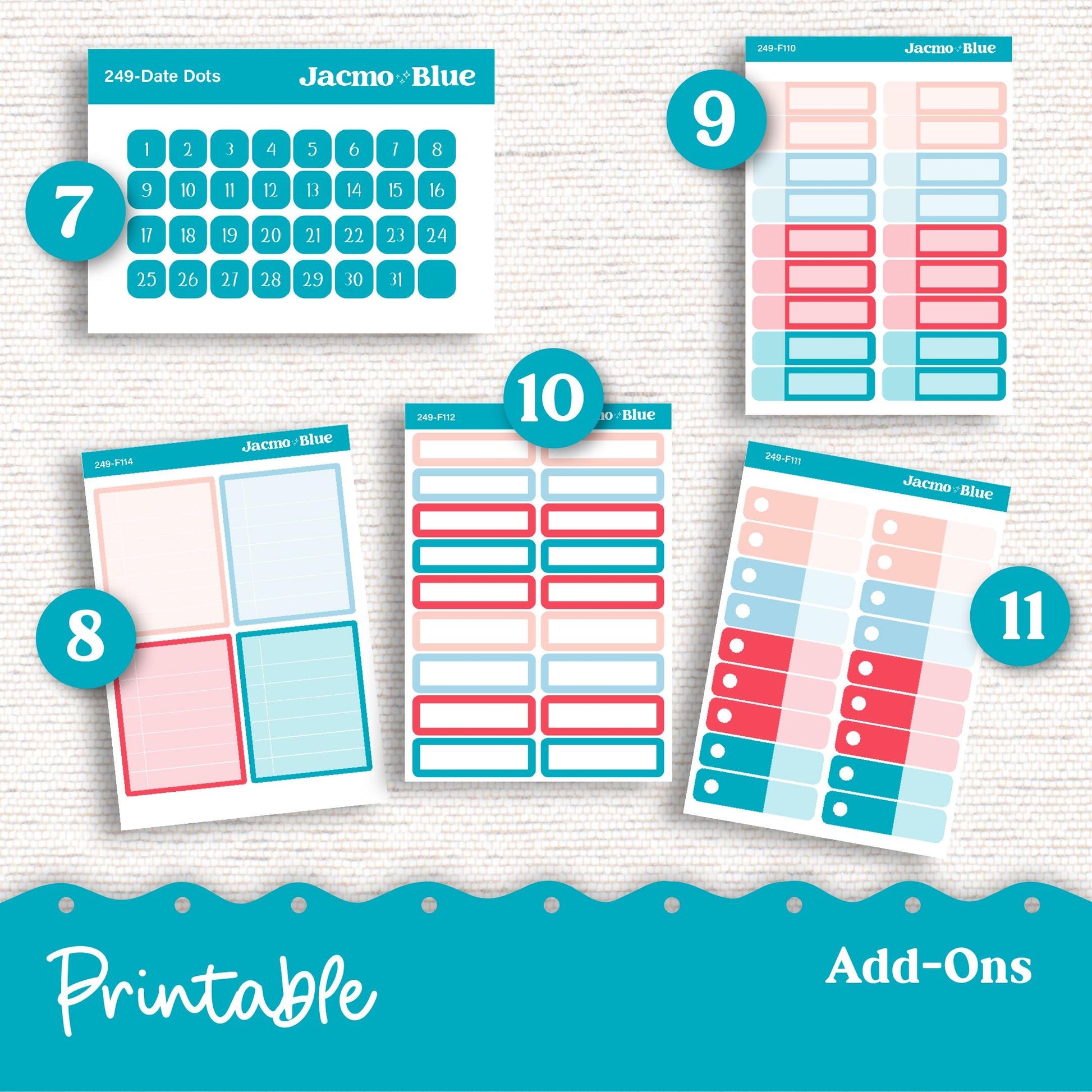 249P PRINTABLE Standard Weekly Sticker Kit Vertical Planner Stickers Erin Condren - Silhouette Cricut Doodle July Red White Blue