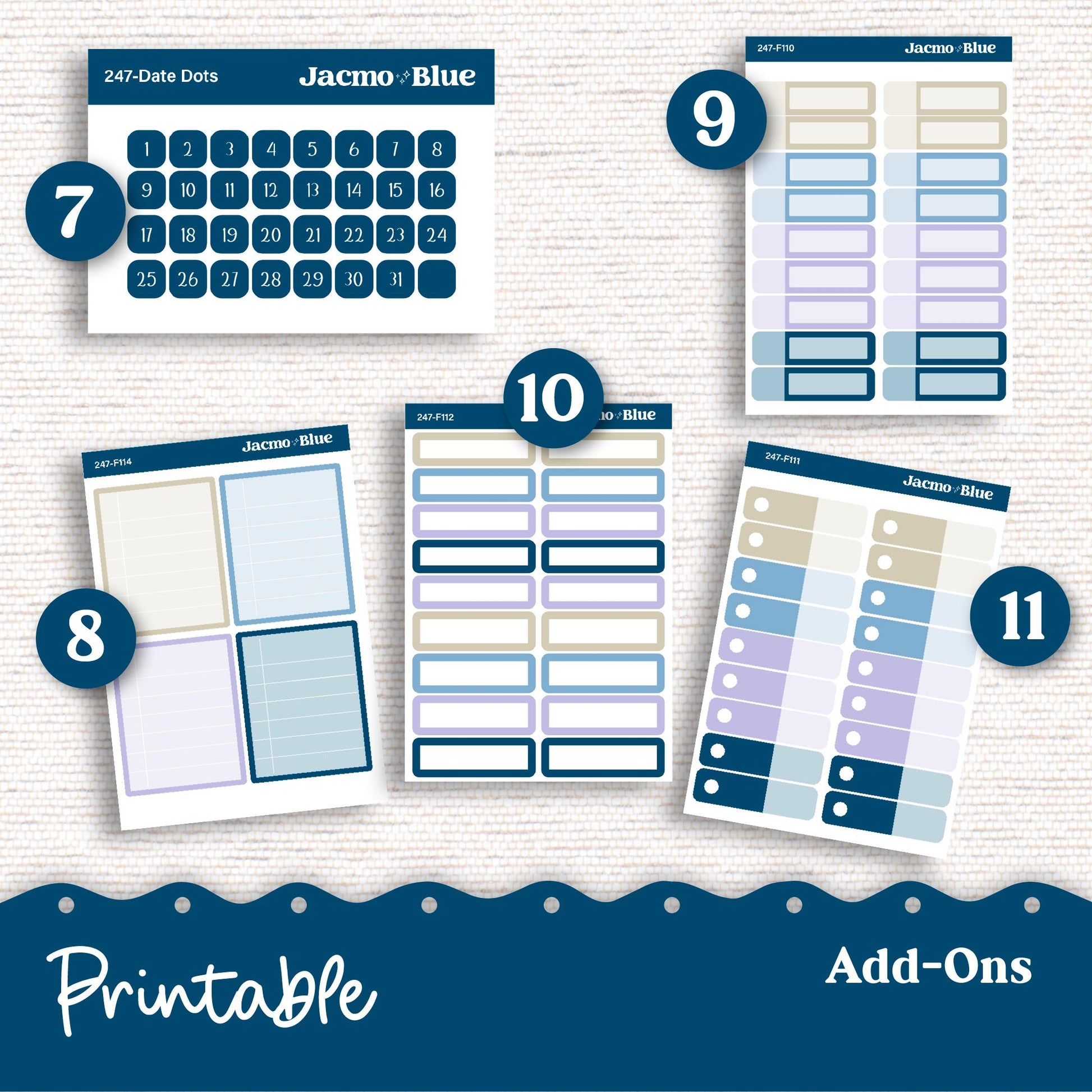 247P PRINTABLE Standard Weekly Sticker Kit Vertical Planner Stickers Erin Condren - Silhouette Cricut Watercolor Blue Green Flowers