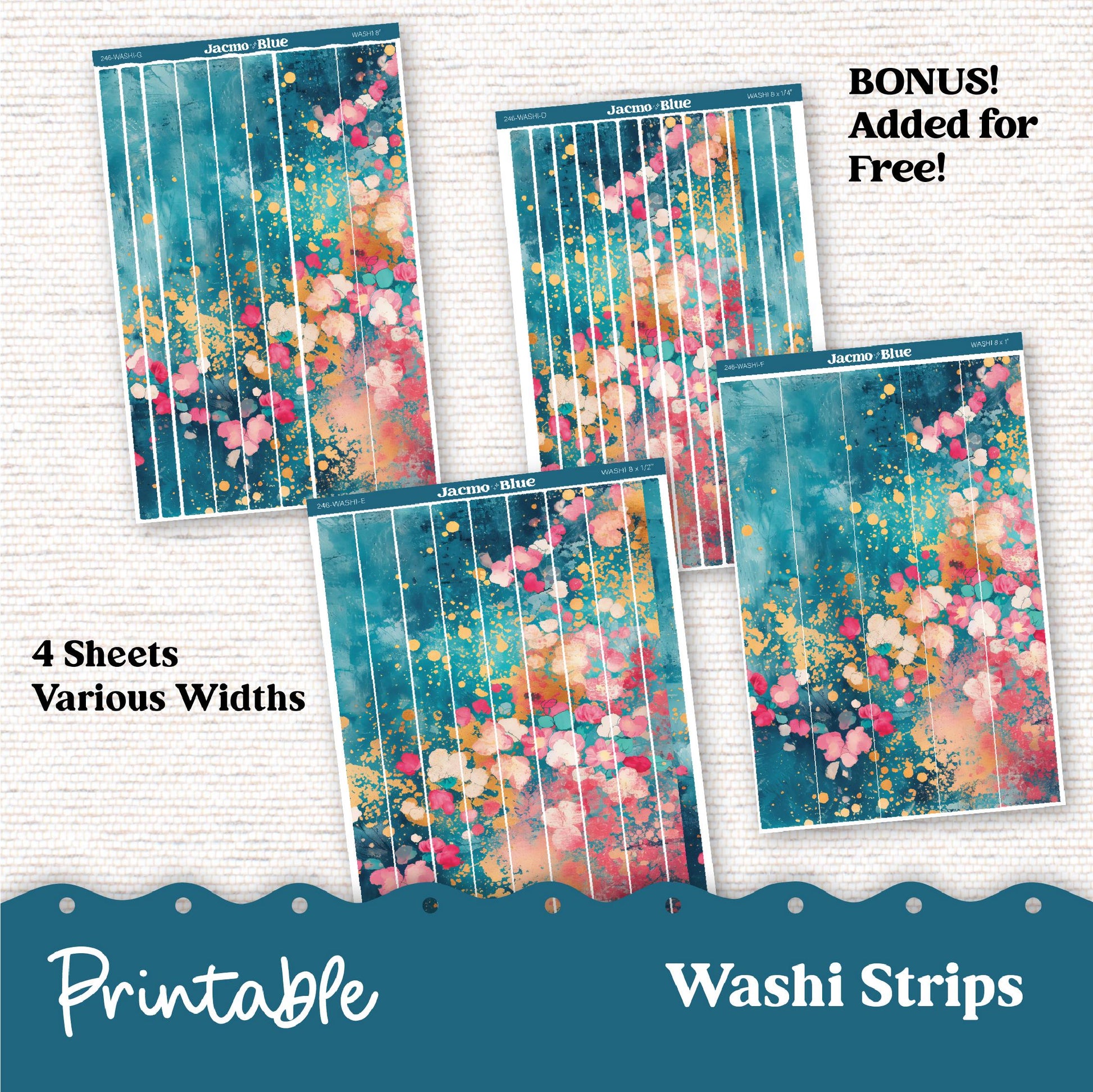 Plum Paper Planner PRINTABLE Monthly Stickers 8x11 7x9 A5 Print and Cut - 246P Blue Purple Flowers Watercolor plus Bonus Gift