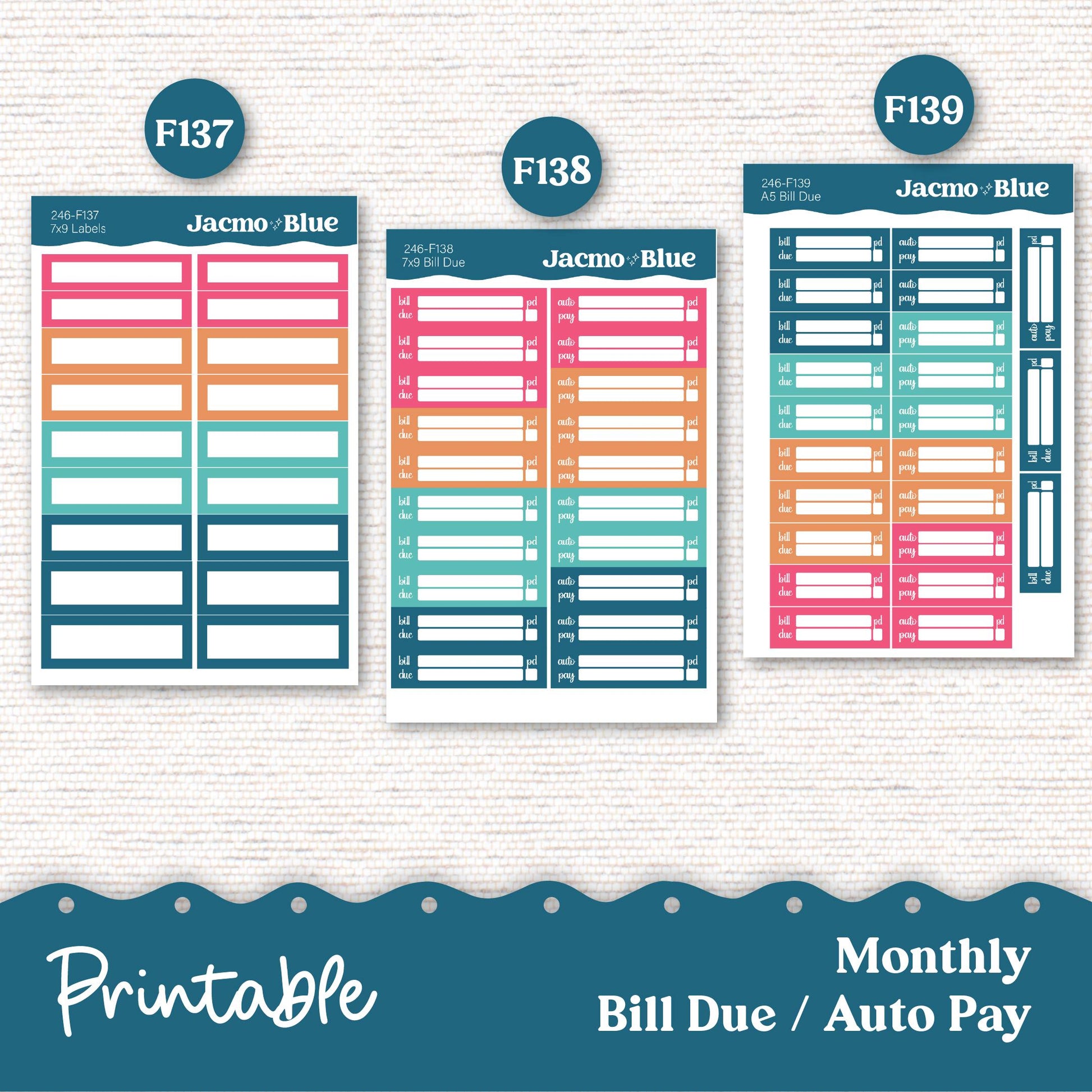 Plum Paper Planner PRINTABLE Monthly Stickers 8x11 7x9 A5 Print and Cut - 246P Blue Purple Flowers Watercolor plus Bonus Gift