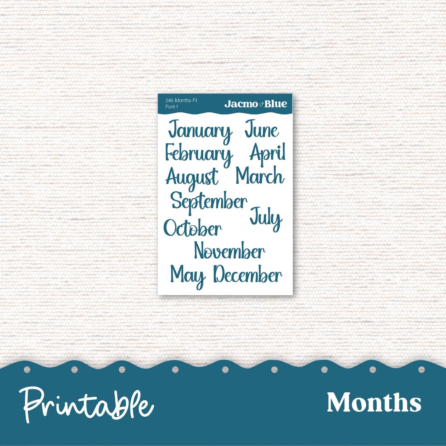 246P Hobonichi PRINTABLE Monthly Planner Stickers for Hobonichi Cousin A5 - Print and Cut Silhouette and Cricut