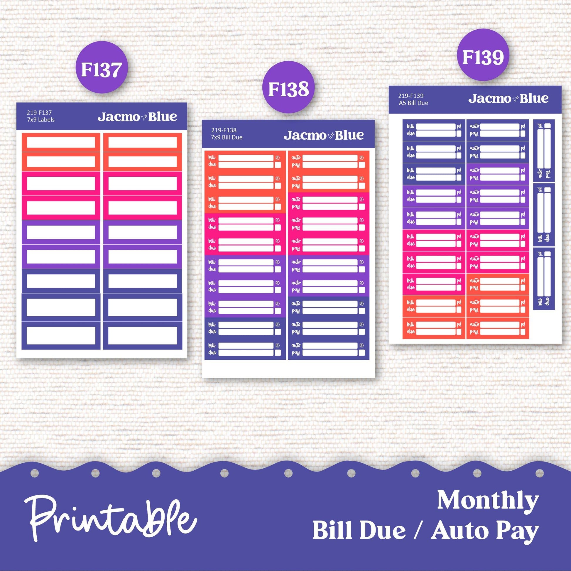 Plum Paper Planner PRINTABLE Monthly Stickers 8x11 7x9 A5 Print and Cut - 219P Spontaneous