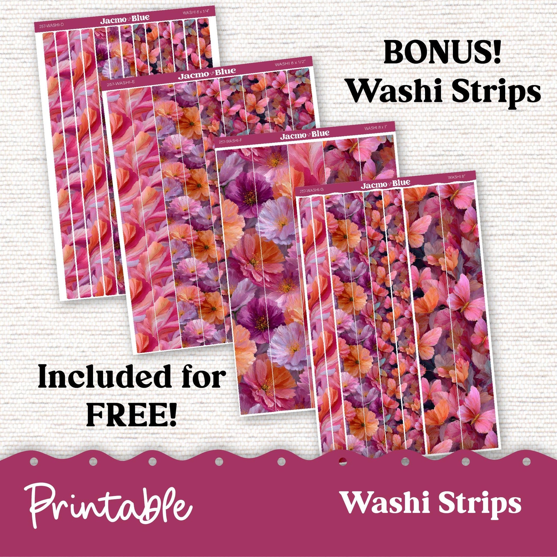 PRINTABLE Hobonichi Weekly Sticker Kit Cousin & Weeks Planner Stickers - Silhouette Cricut Transparent PNG Files 257P Bright Butterflies