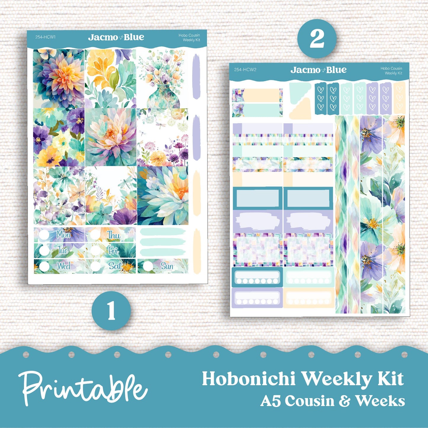 PRINTABLE Hobonichi Weekly Sticker Kit Cousin & Weeks Planner Stickers - Silhouette Cricut Transparent PNG Files 240 Outrageous