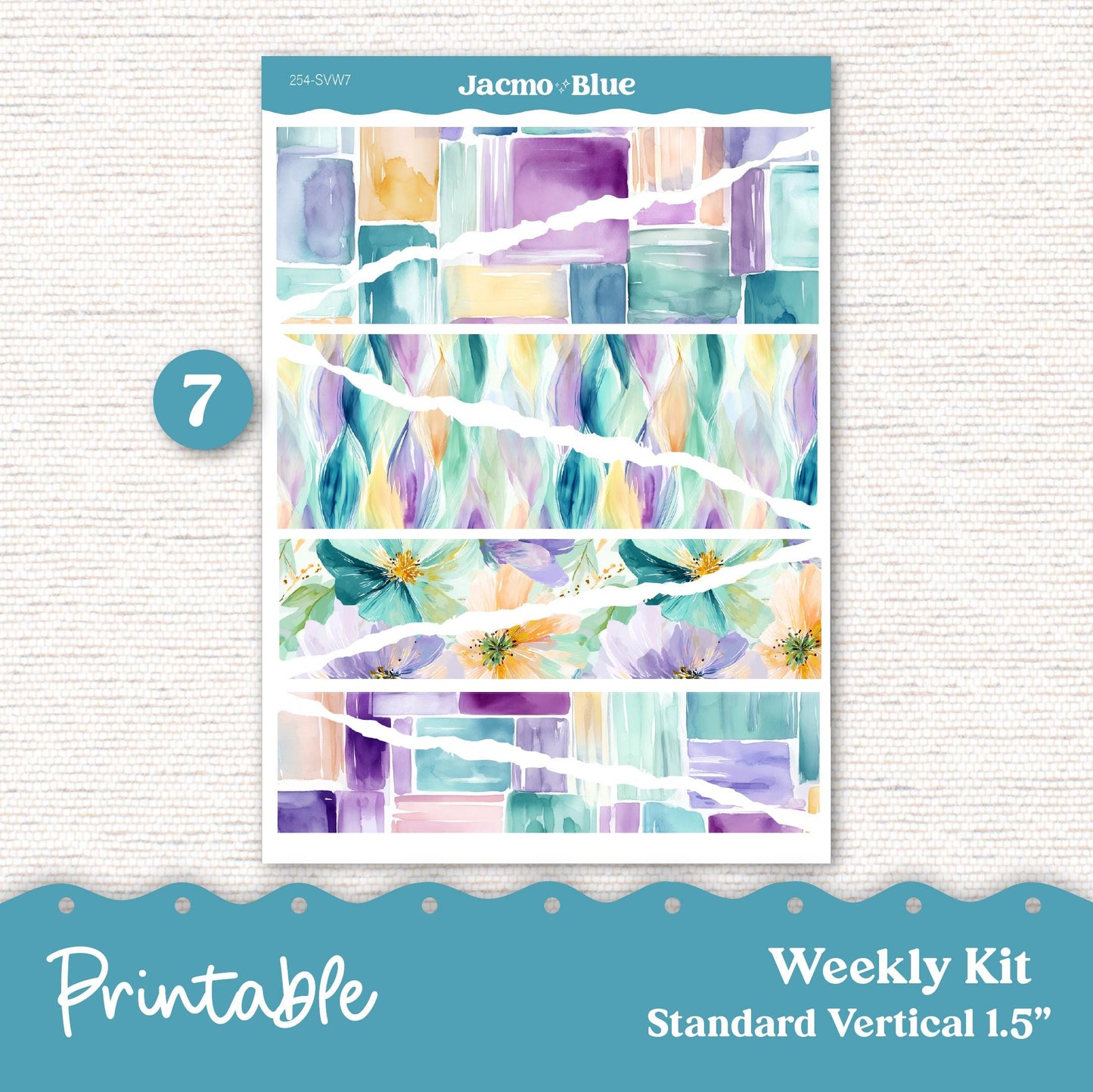 254P PRINTABLE Standard Weekly Sticker Kit Vertical Planner Stickers - Silhouette Cricut