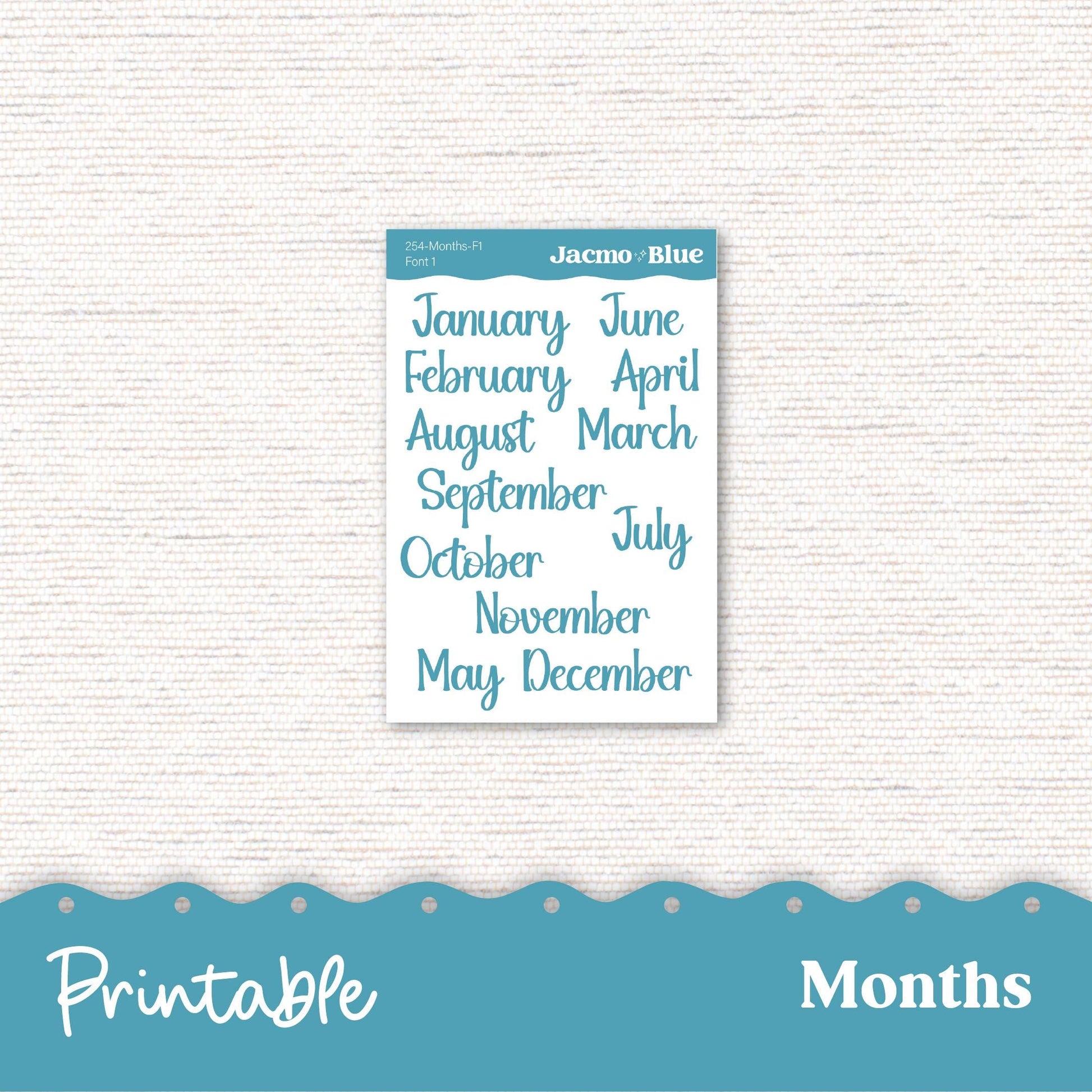 254P PRINTABLE Monthly Planner Stickers for Hobonichi Cousin A5 - Print and Cut Silhouette and Cricut - Cool Summer Floral