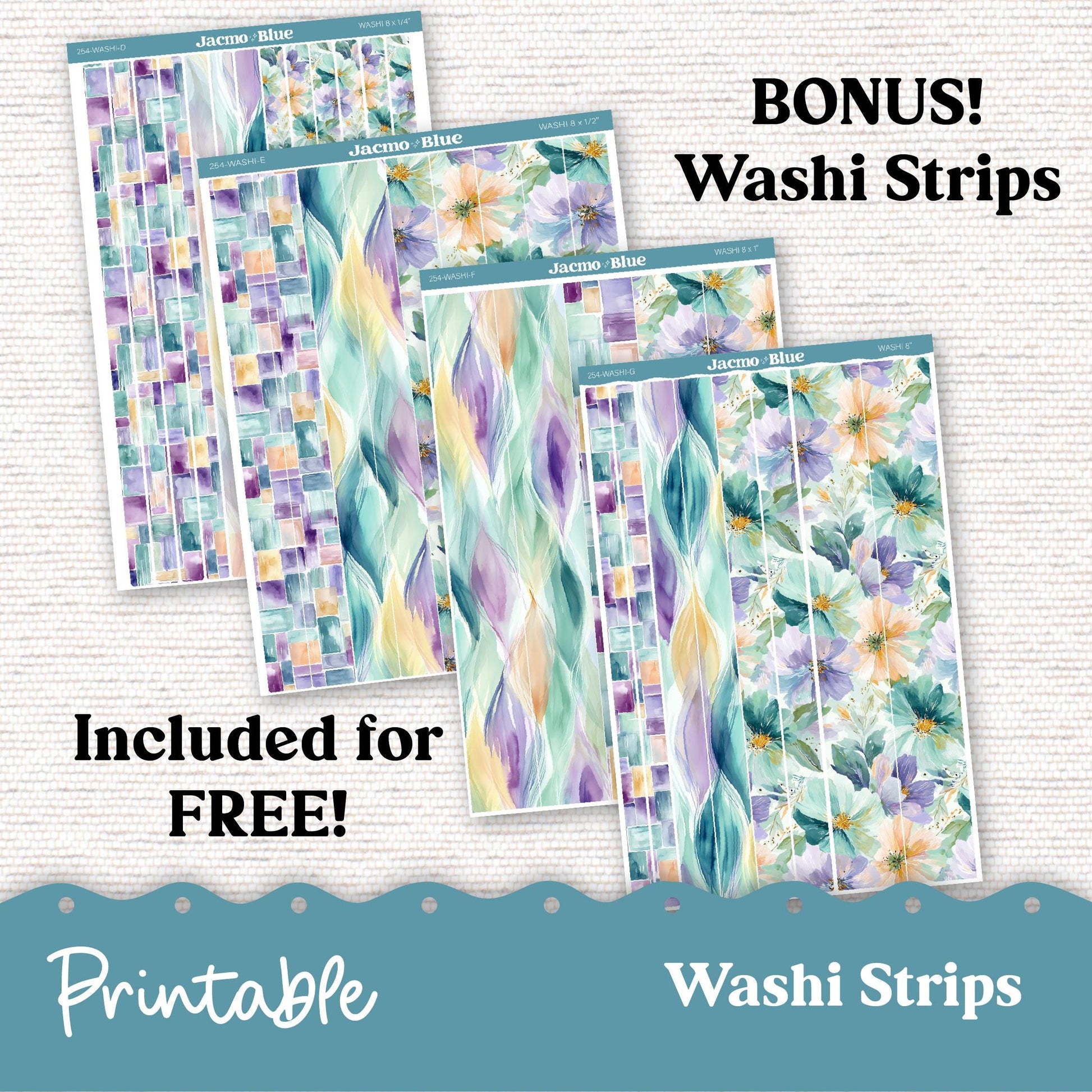 254P PRINTABLE Monthly Planner Stickers for Hobonichi Cousin A5 - Print and Cut Silhouette and Cricut - Cool Summer Floral