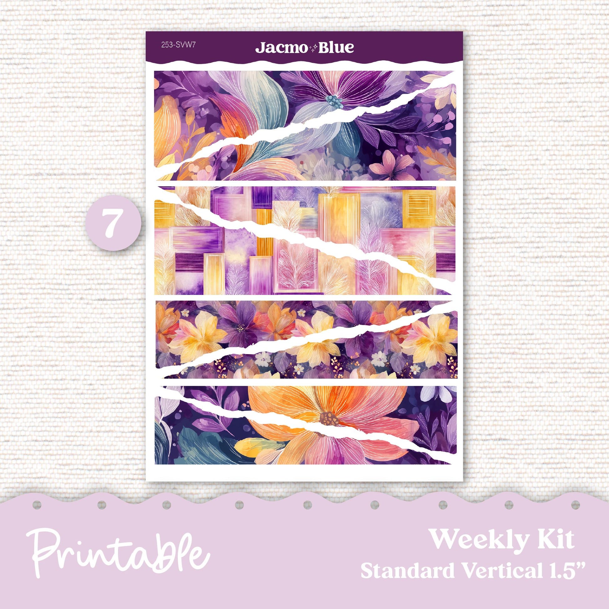 253P PRINTABLE Standard Weekly Sticker Kit Vertical Planner Stickers Erin Condren - Silhouette Cricut