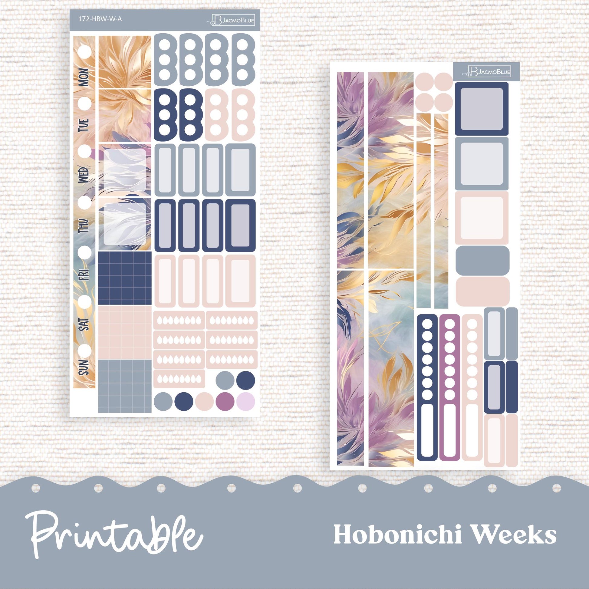 PRINTABLE Hobonichi Weeks Weekly Sticker Kit Planner Stickers - Silhouette Cricut Transparent PNG Files 172P Fantasy Floral