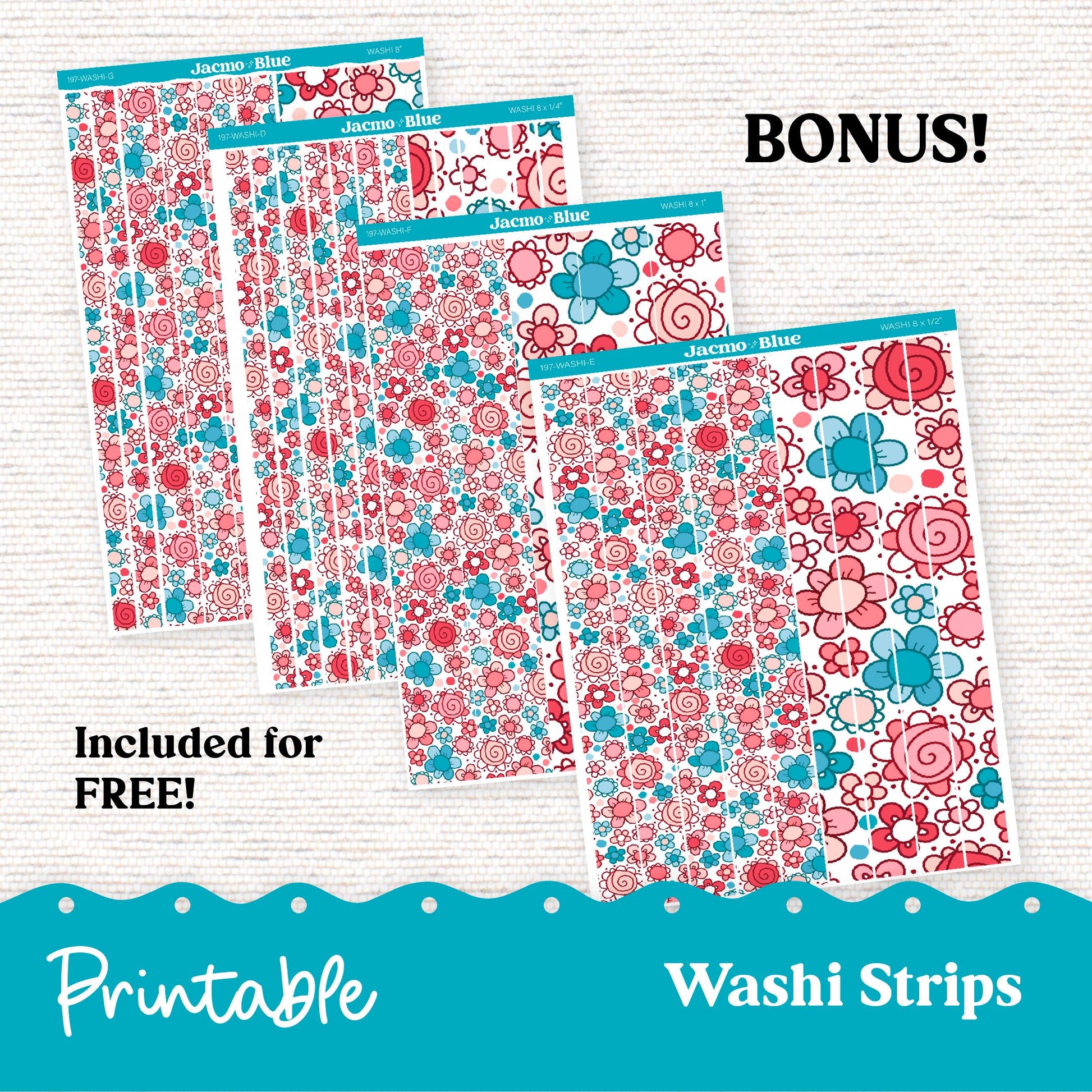 249P PRINTABLE Monthly Planner Stickers for Hobonichi Cousin A5 - Print and Cut Silhouette and Cricut - July Doodle Red White Blue