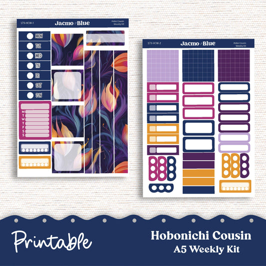 PRINTABLE Hobonichi Cousin Weekly Sticker Kit Cousin Planner Stickers - Silhouette Cricut Transparent PNG Files 173P Fantasy Floral