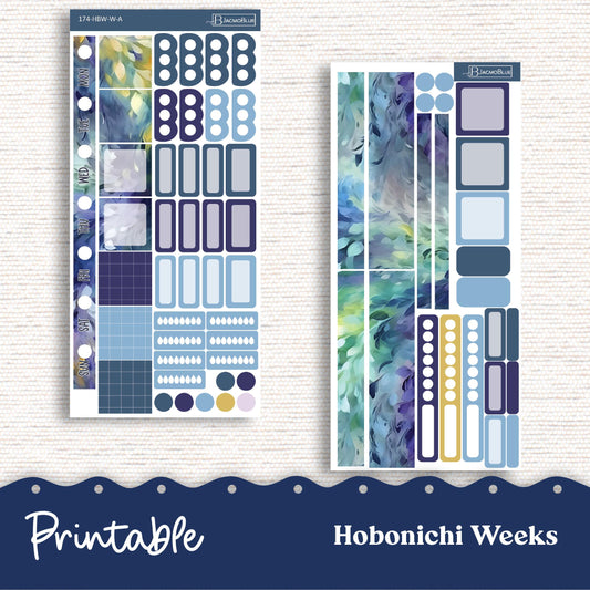 PRINTABLE Hobonichi Weeks Weekly Sticker Kit Planner Stickers - Silhouette Cricut Transparent PNG Files 174P Fantasy Floral