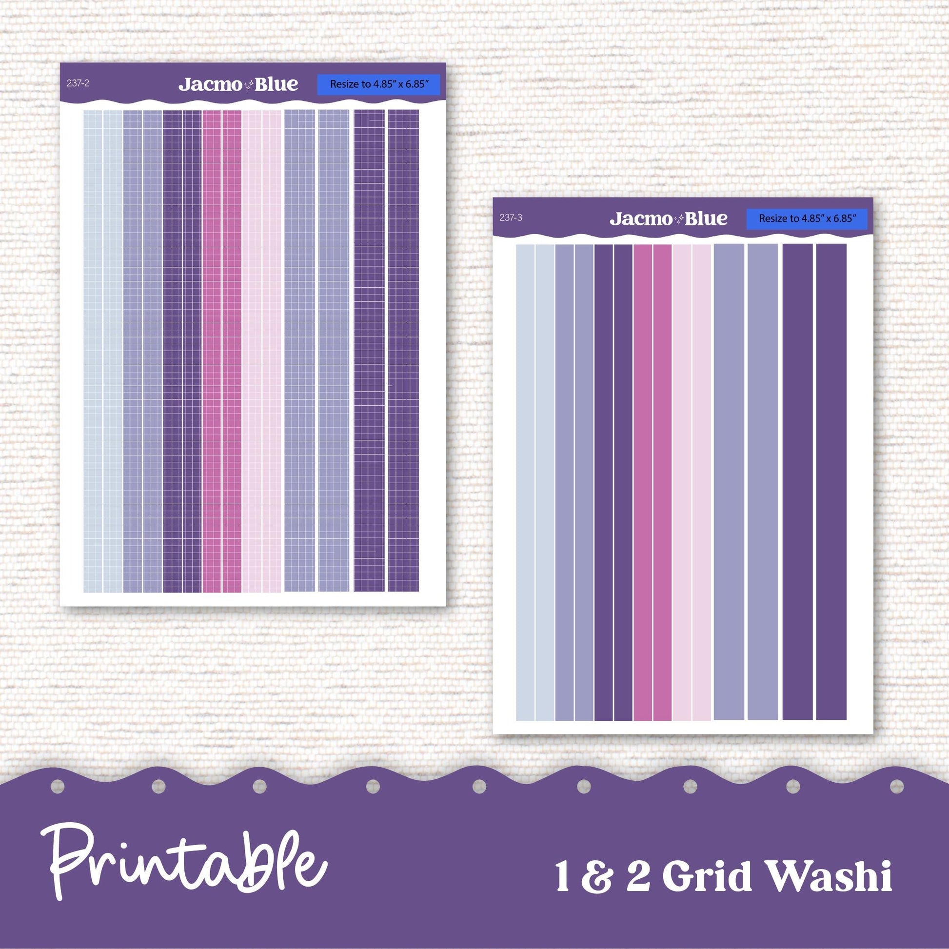 248P PRINTABLE Hobonichi Weekly Sticker Kit Cousin & Weeks Planner Stickers - Silhouette Cricut PNG Files Blue Purple Watercolor