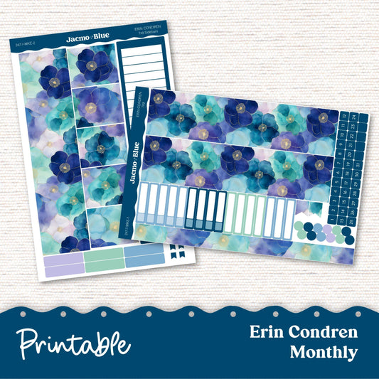 Erin Condren PRINTABLE Monthly Planner Stickers 7x9 and A5 - Print and Cut Silhouette and Cricut - 247P
