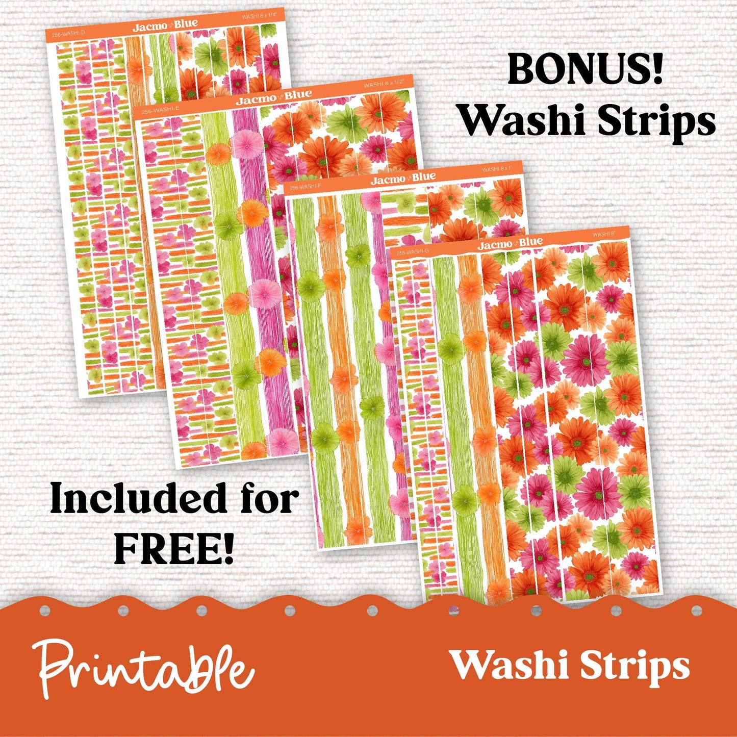 256P PRINTABLE Monthly Planner Stickers for Hobonichi Cousin A5 - Print and Cut Silhouette and Cricut - Summer Gerber Daisies
