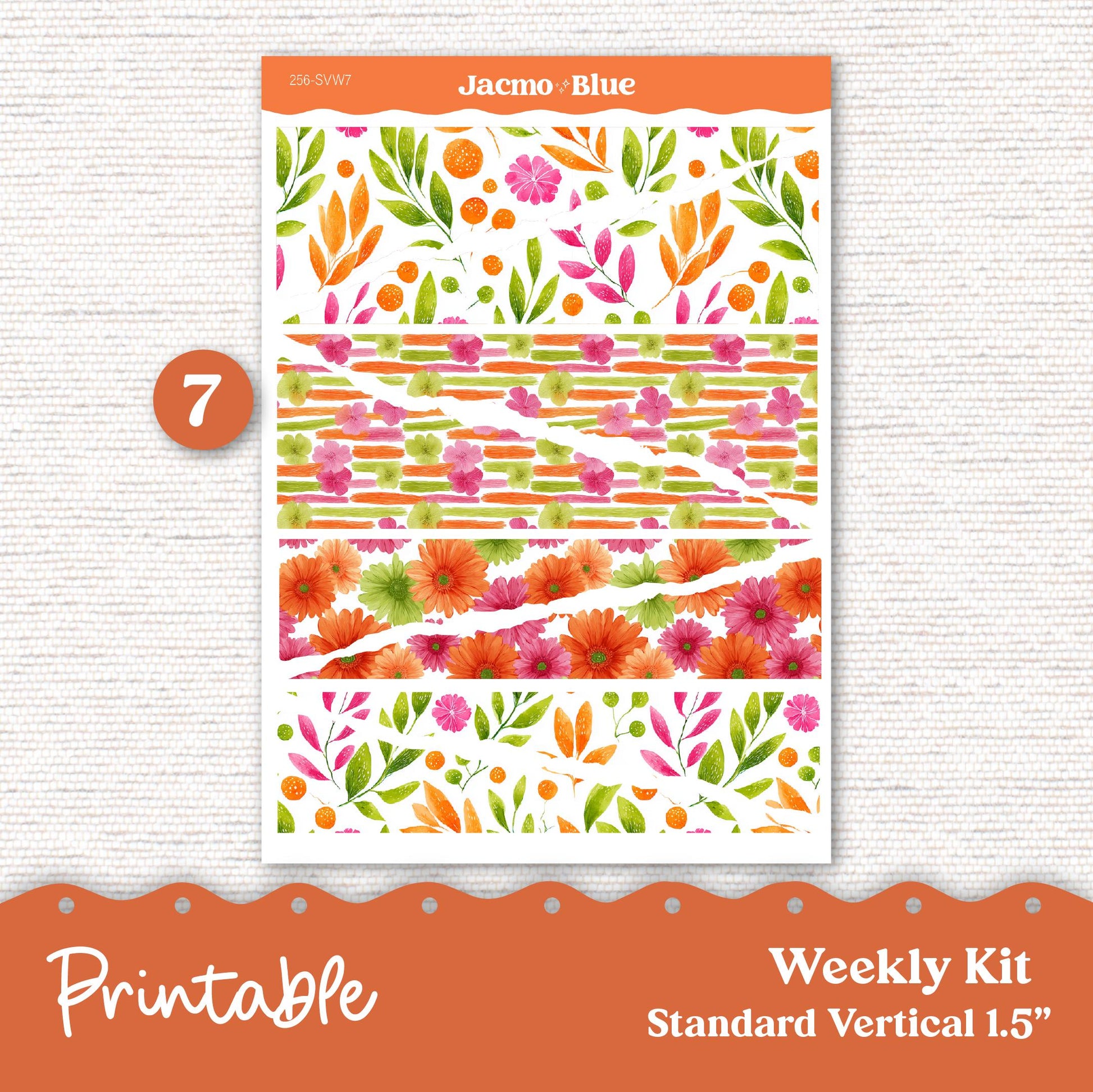 256P PRINTABLE Weekly Sticker Kit Vertical Planner Stickers Erin Condren - Silhouette Cricut Summer Weekly Stickers 1.5" columns