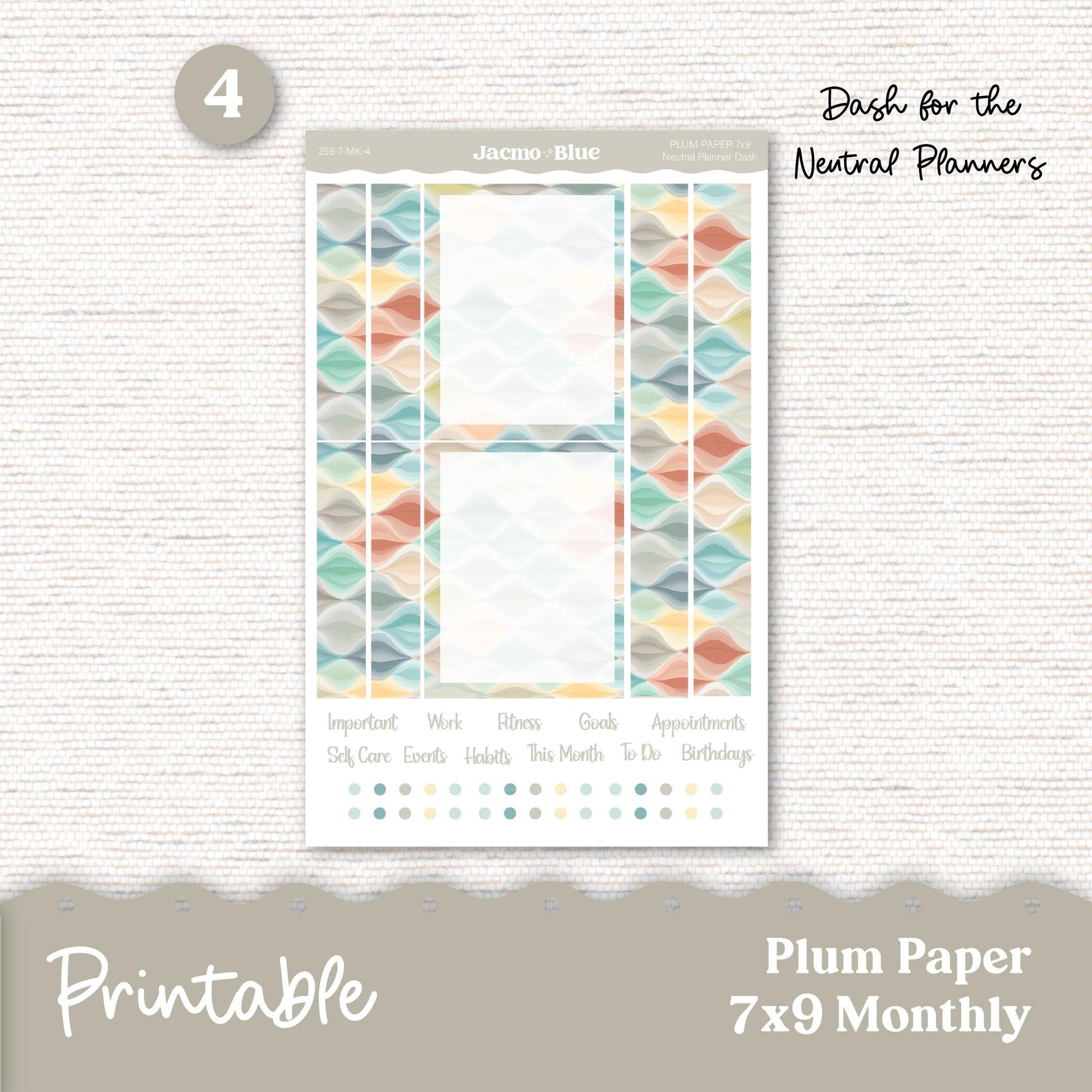 Plum Paper Planner PRINTABLE Monthly Stickers 8x11 7x9 A5 Print and Cut - Cricut Silhouette - 259P Southwestern Zen