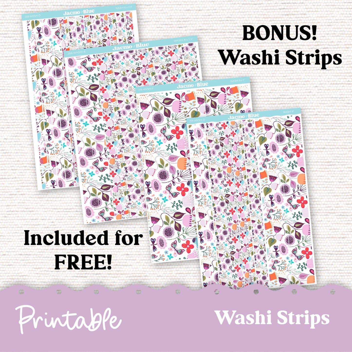 PRINTABLE Hobonichi Weekly Sticker Kit Cousin & Weeks Planner Stickers - Silhouette Cricut Transparent PNG Files 258P Lavender Doodle