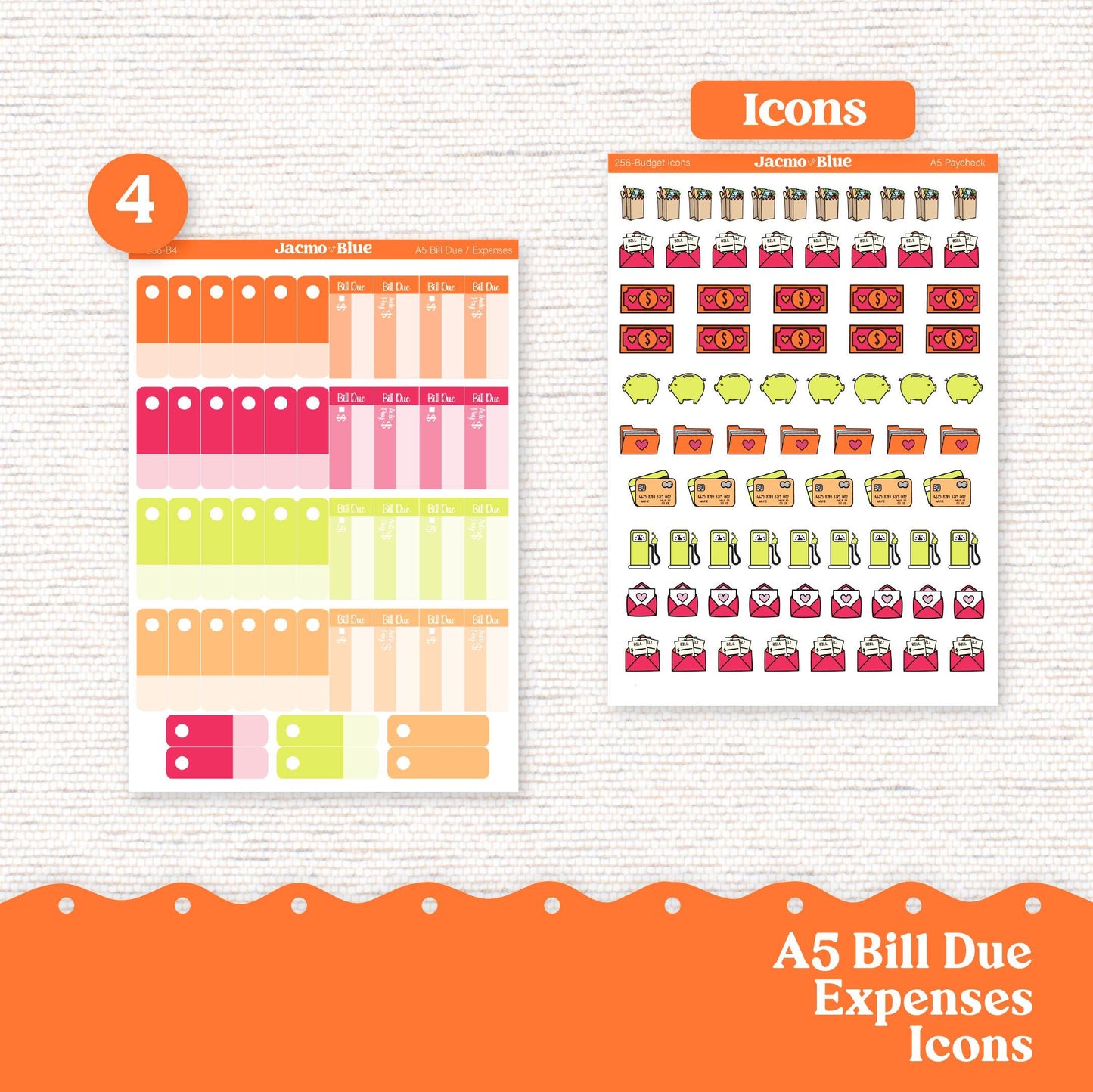 A5 Budget Planner Sticker Kit Budget by Paycheck Trackers - Kit 256 Bright Gerber Daisies