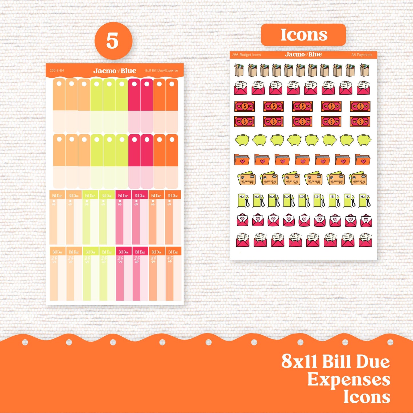 8x11 Budget Planner Sticker Kit Budget by Paycheck Trackers - Kit 256 Bright Gerber Daisies