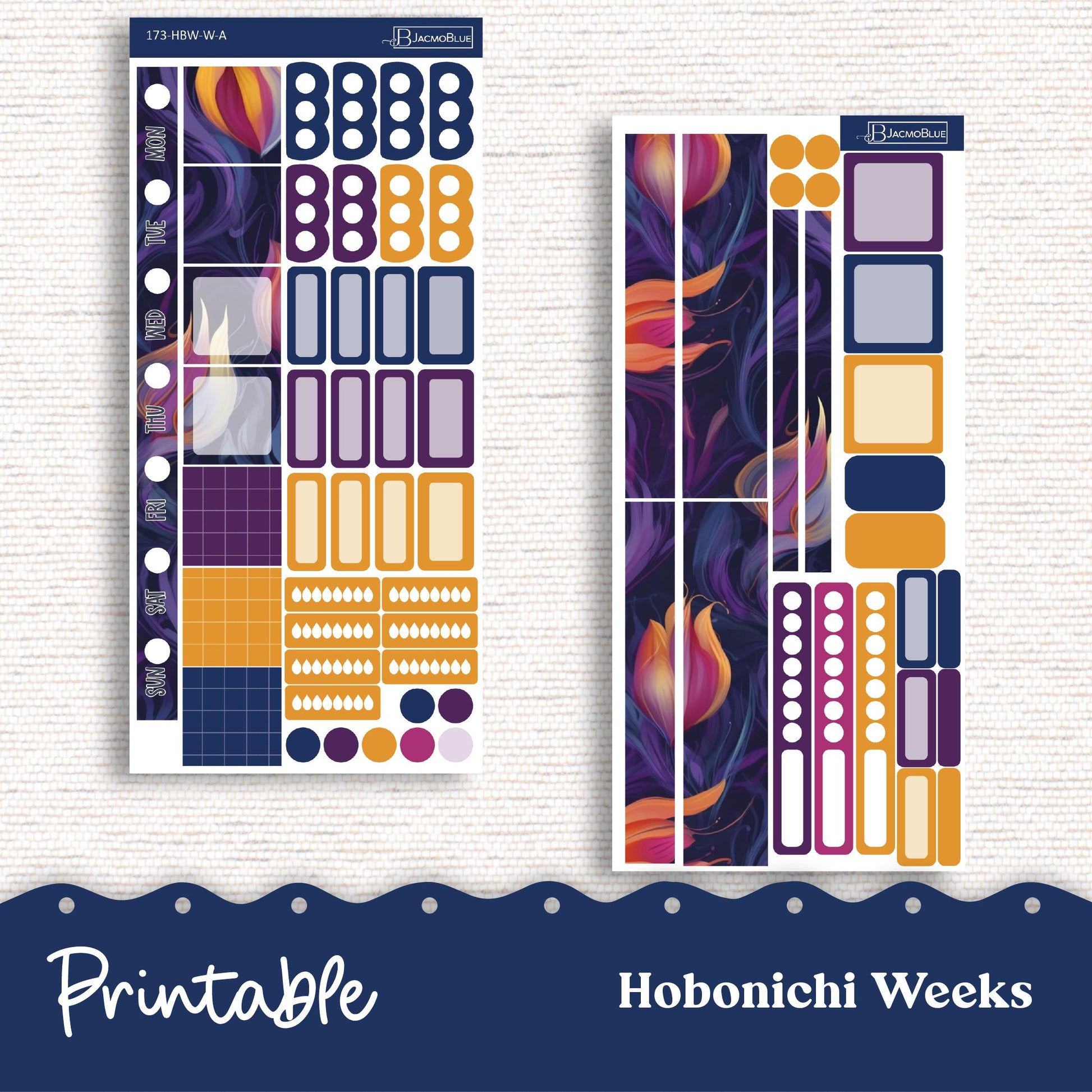 PRINTABLE Hobonichi Weeks Weekly Sticker Kit Planner Stickers - Silhouette Cricut Transparent PNG Files 173P Fantasy Floral