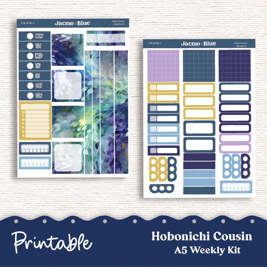 PRINTABLE Hobonichi Cousin Weekly Sticker Kit Cousin Planner Stickers - Silhouette Cricut Transparent PNG Files 174P Fantasy Floral