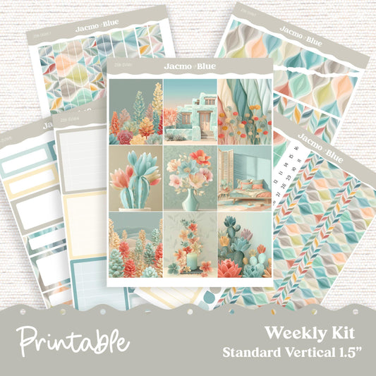 259P PRINTABLE Weekly Sticker Kit Vertical Planner Stickers Erin Condren - Silhouette Cricut Summer Weekly Stickers 1.5" columns