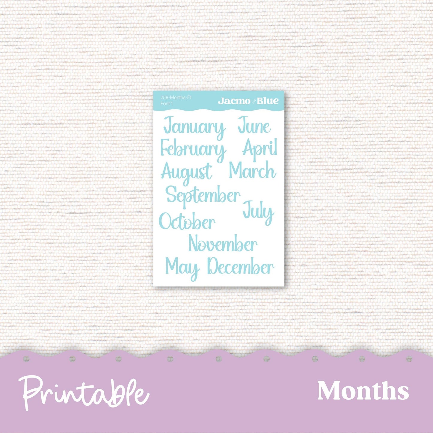 Plum Paper Planner PRINTABLE Monthly Stickers 8x11 7x9 A5 Print and Cut - Cricut Silhouette - 258P Lavender Doodle