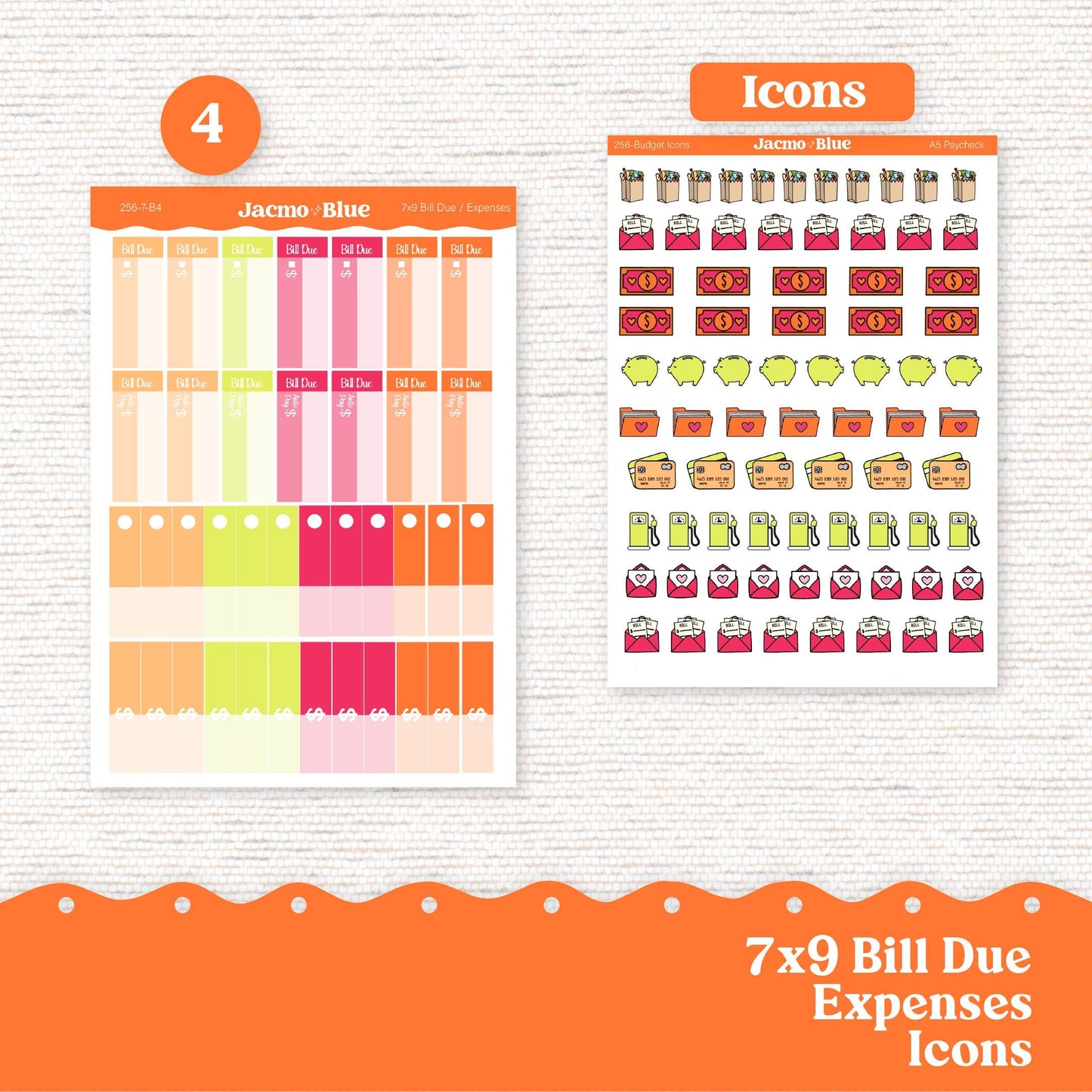 7x9 Budget Planner Sticker Kit Budget by Paycheck Trackers - Kit 256 Bright Gerber Daisies