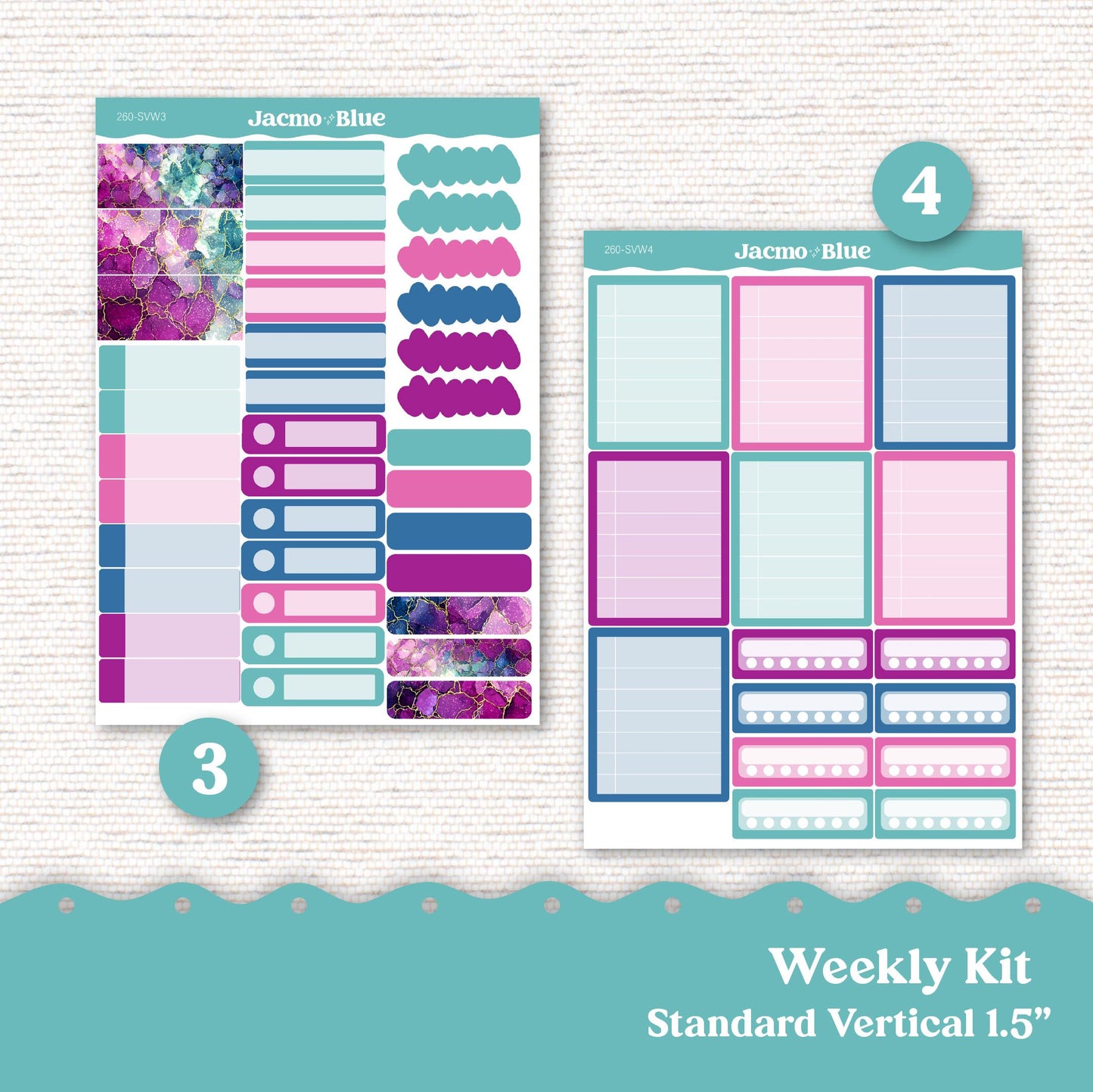 Weekly Planner Sticker Kit Vertical Planner Stickers Kit 260 Crackle Standard Vertical 1.5" Columns A5