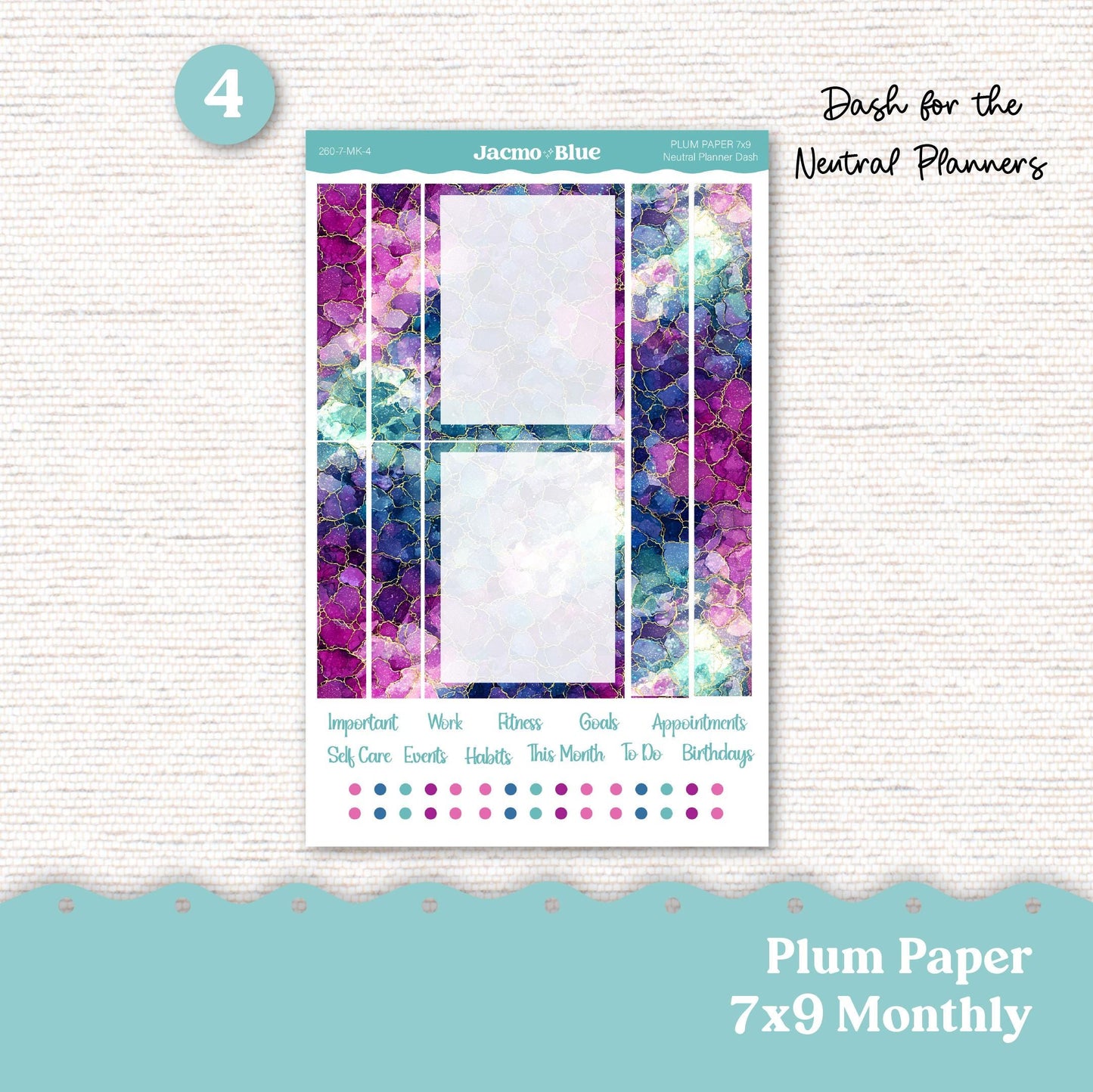 Plum Paper Monthly Sticker Kit for 8x11 7x9 A5 Planners Stickers - Kit 260 Crackle