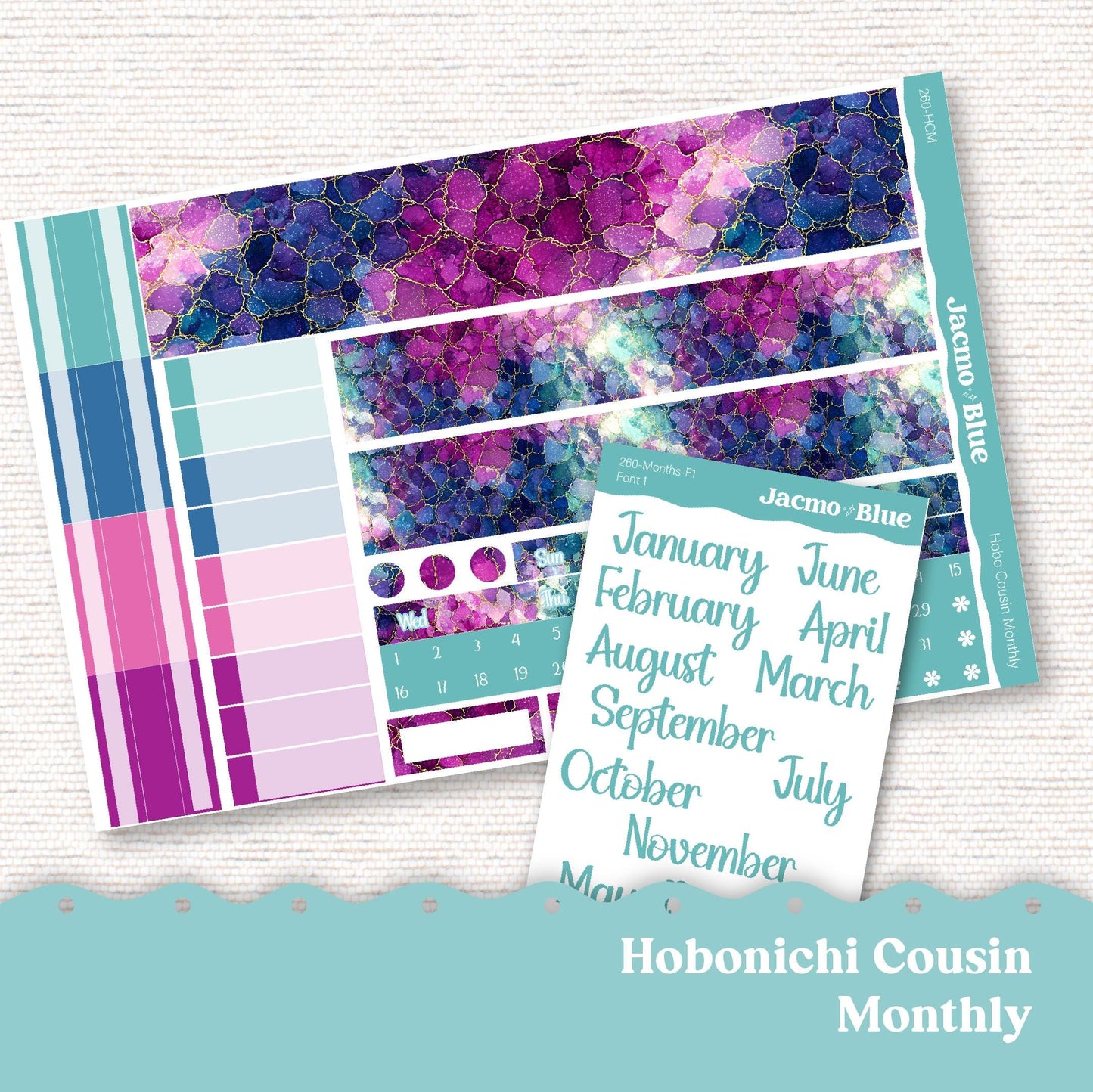 Hobonichi Cousin Monthly Planner Stickers Kit 260 Crackle