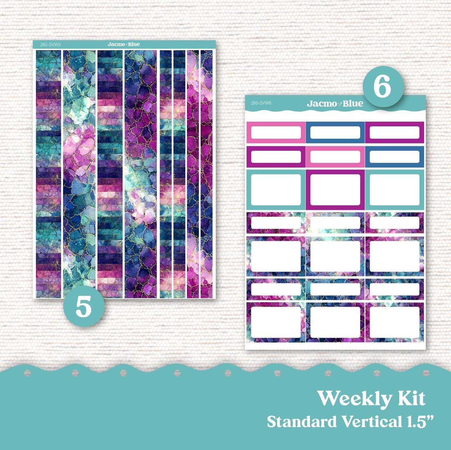 Weekly Planner Sticker Kit Vertical Planner Stickers Kit 260 Crackle Standard Vertical 1.5" Columns A5
