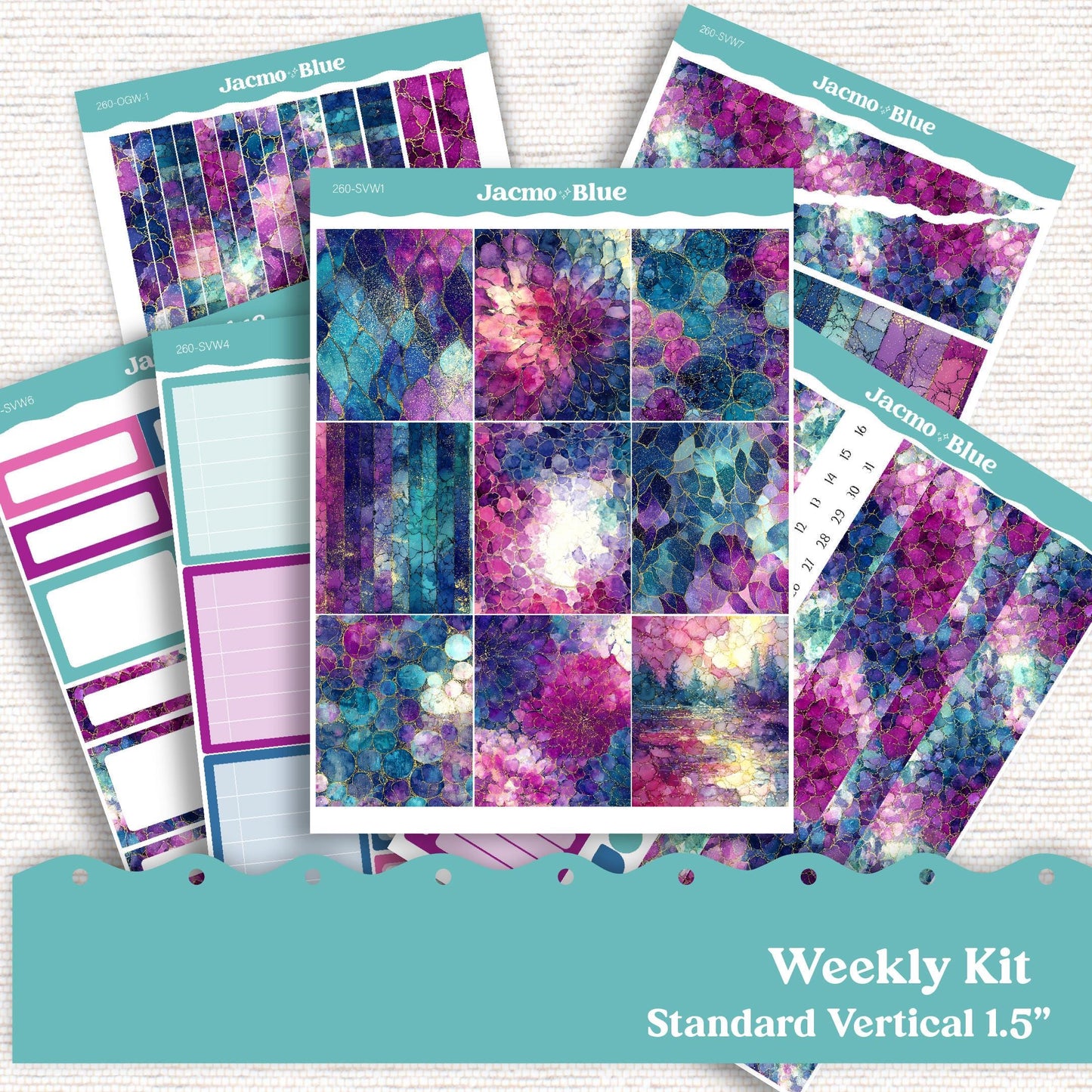 Weekly Planner Sticker Kit Vertical Planner Stickers Kit 260 Crackle Standard Vertical 1.5" Columns A5