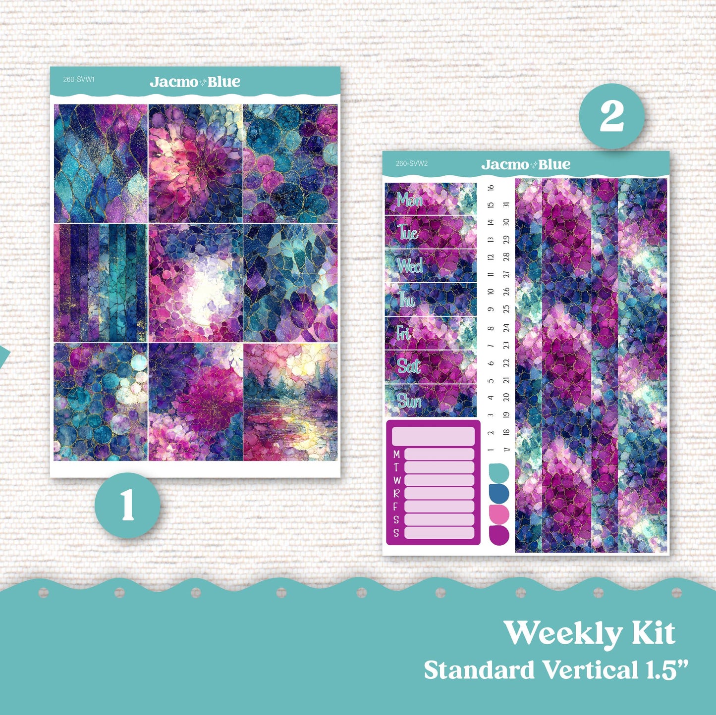 Weekly Planner Sticker Kit Vertical Planner Stickers Kit 260 Crackle Standard Vertical 1.5" Columns A5
