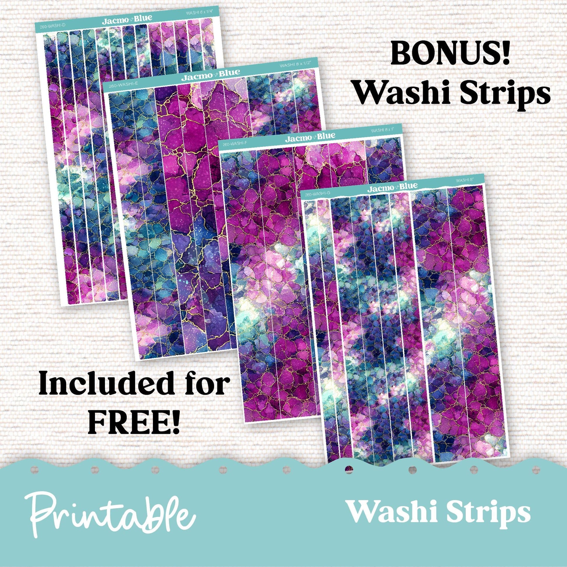 Hobonichi PRINTABLE Monthly Planner Stickers for Hobo Cousin A5 - Print and Cut Silhouette and Cricut - 260P Crackle